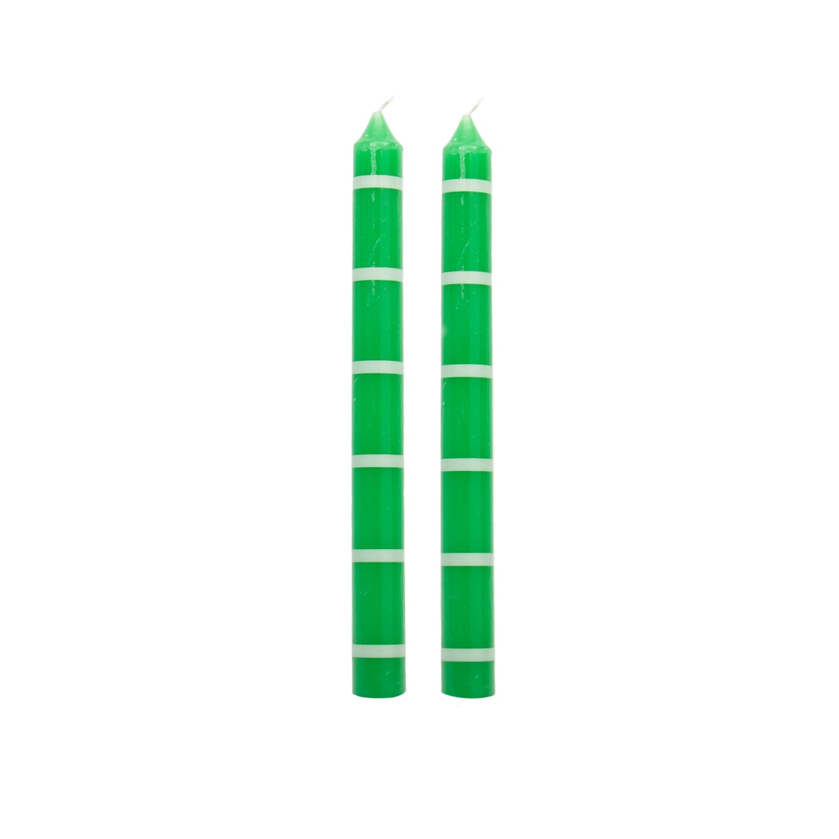 Striped Emerald Taper Candles (Set of 2)
