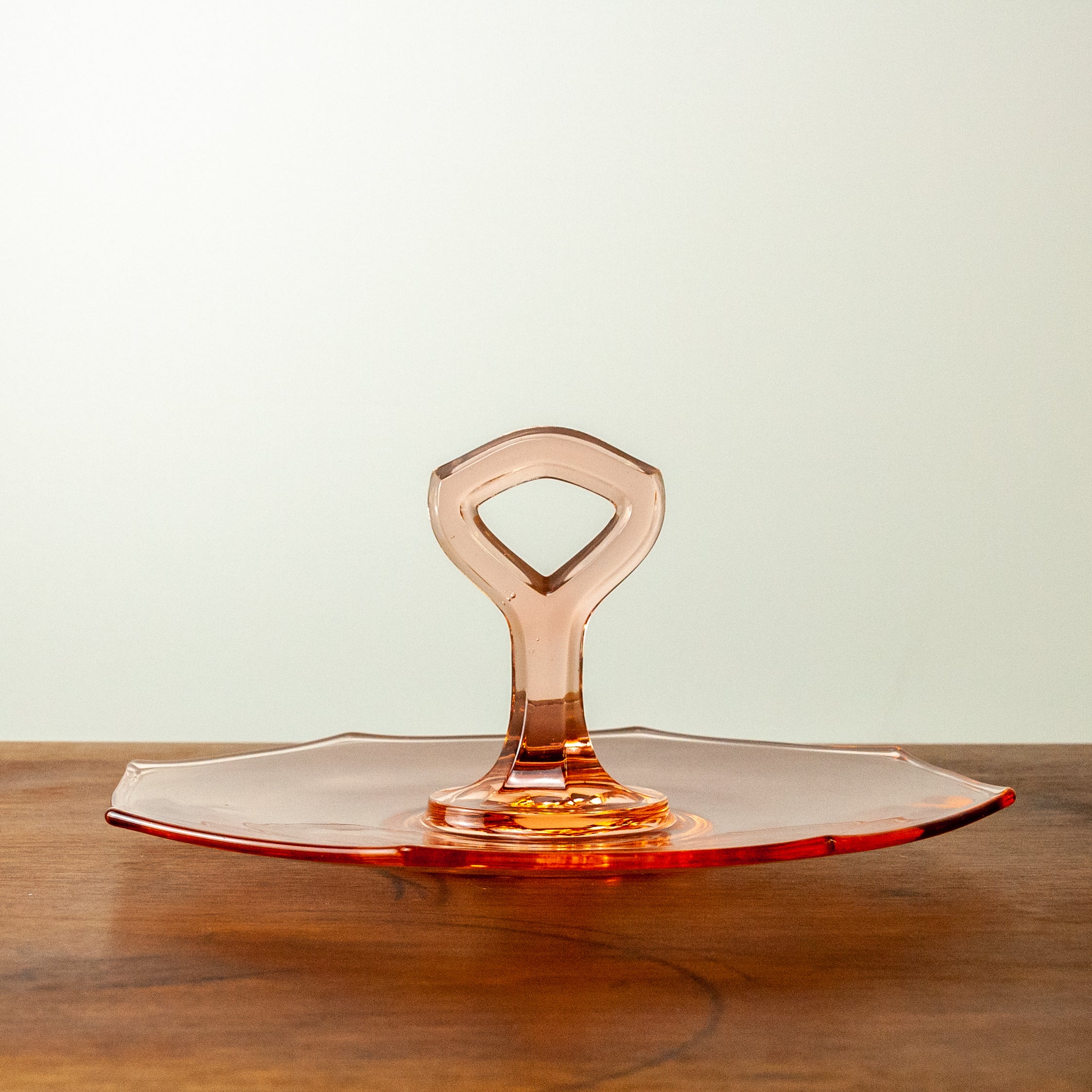 Pink Center Handle Depression Glass Tray