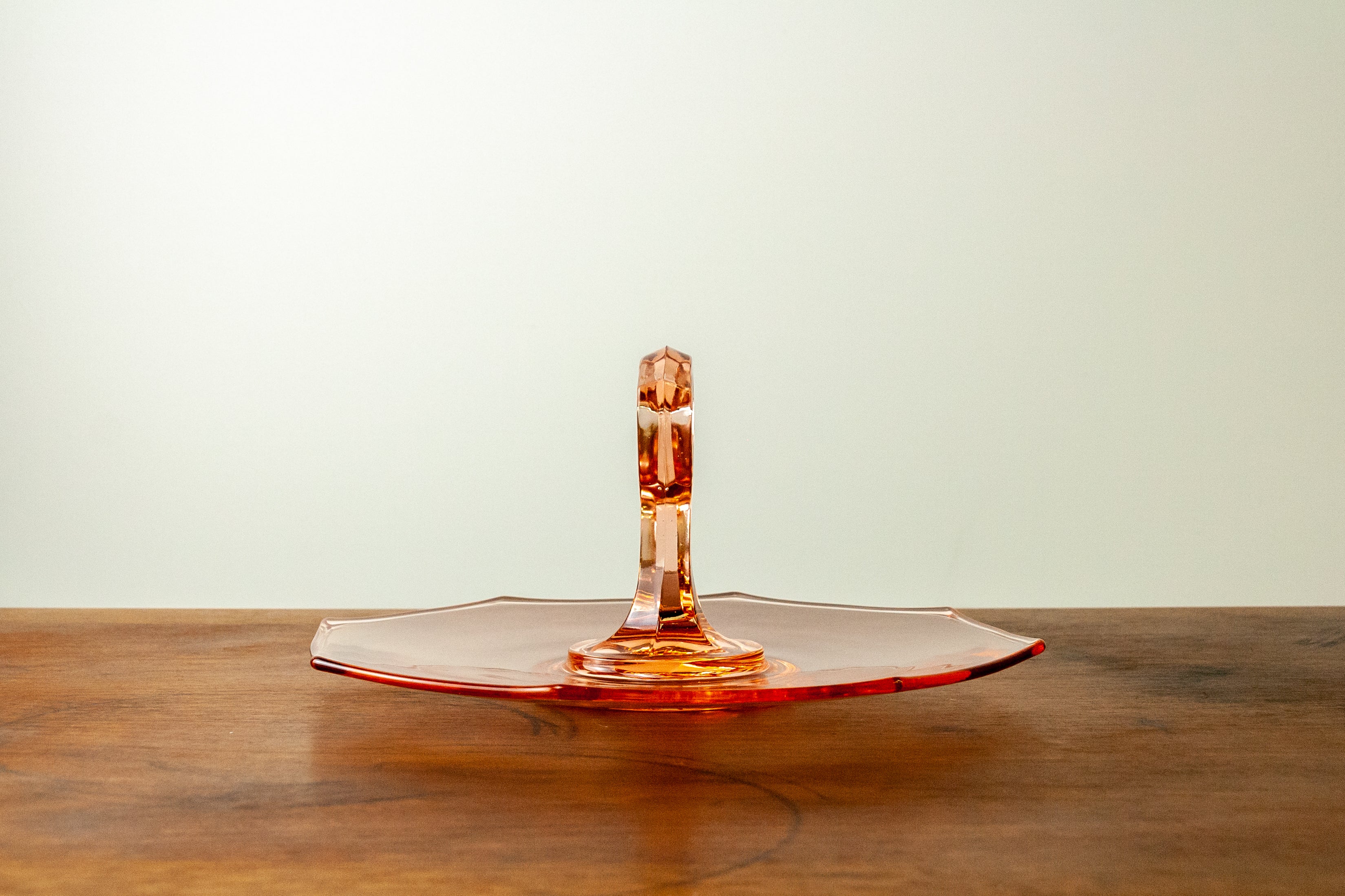 Pink Center Handle Depression Glass Tray