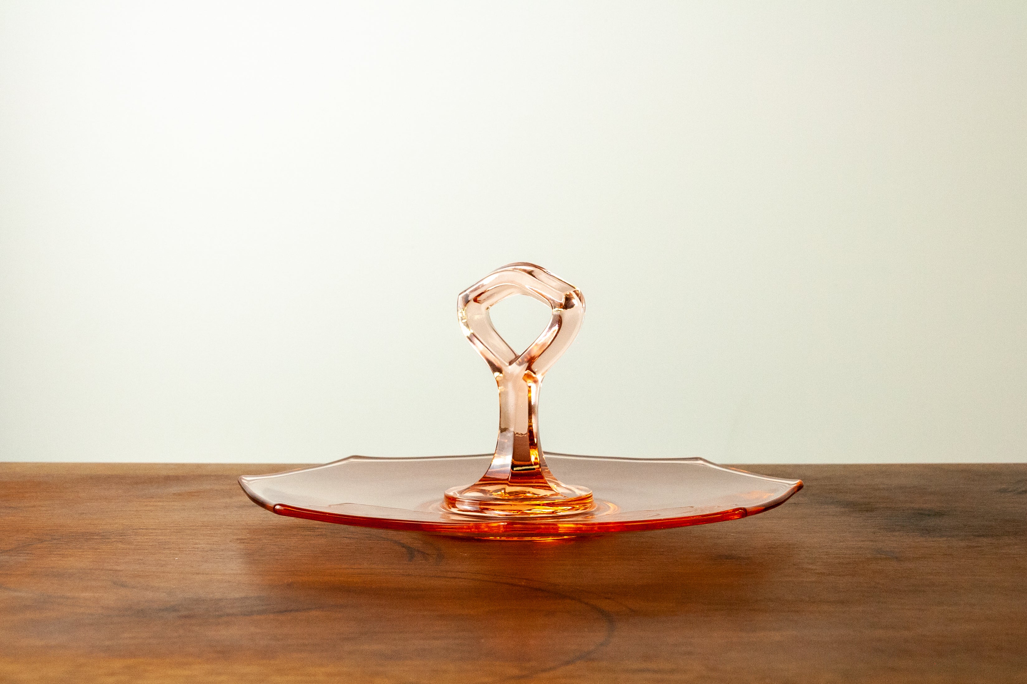 Pink Center Handle Depression Glass Tray