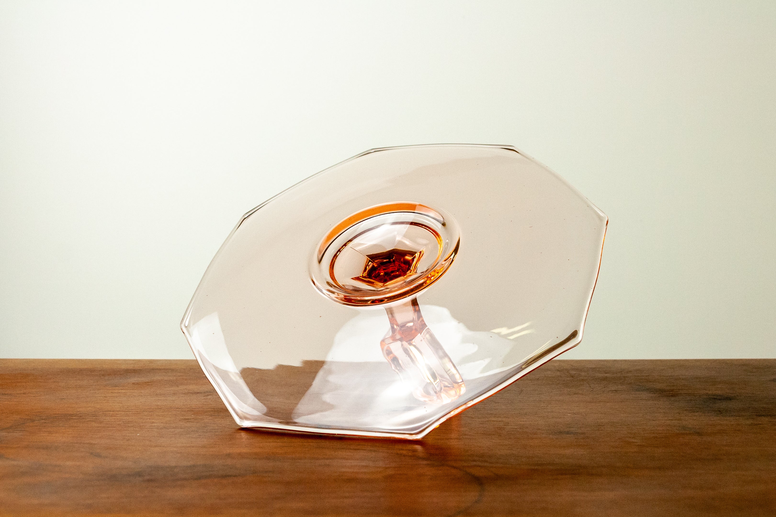 Pink Center Handle Depression Glass Tray