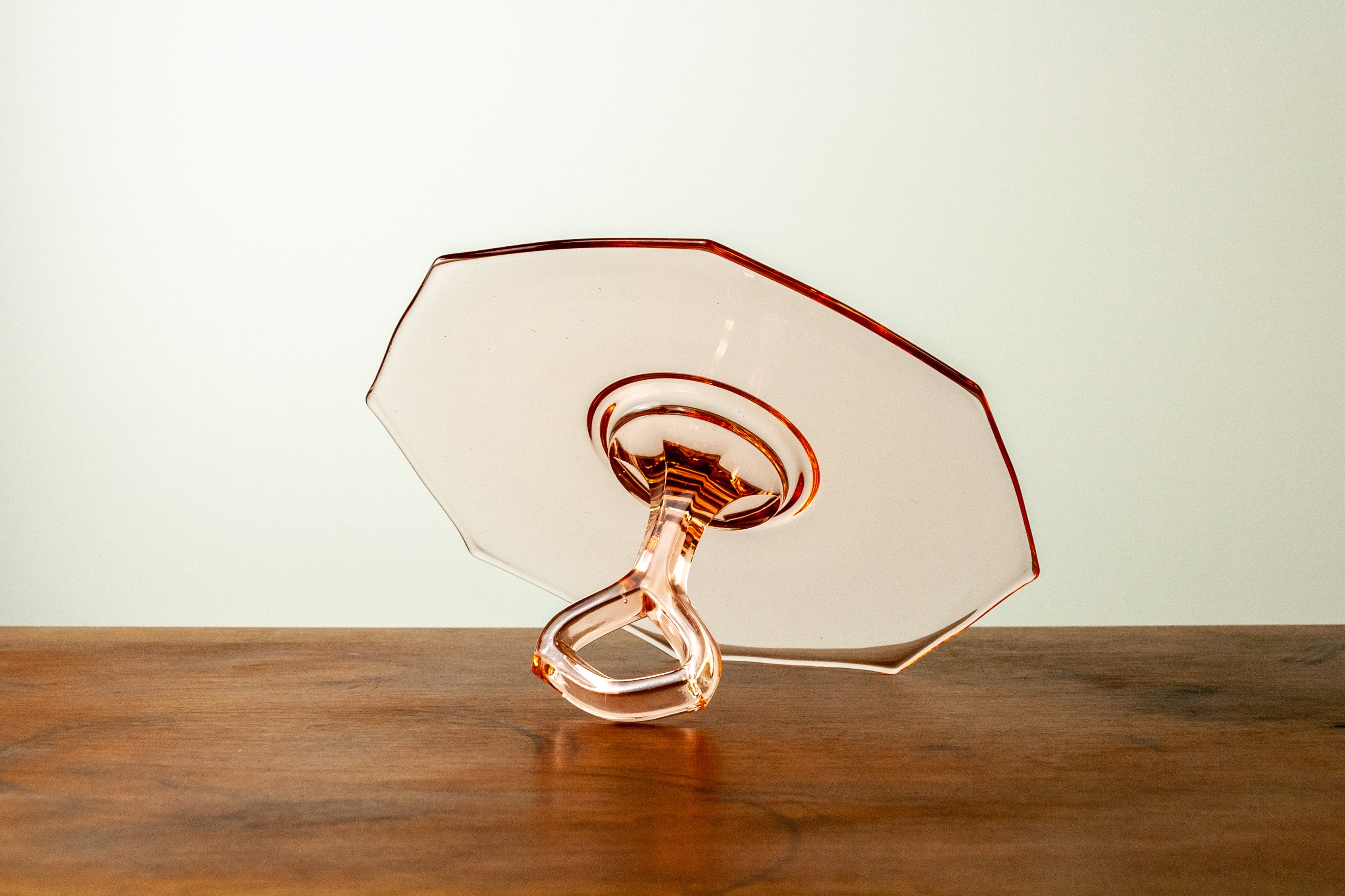 Pink Center Handle Depression Glass Tray