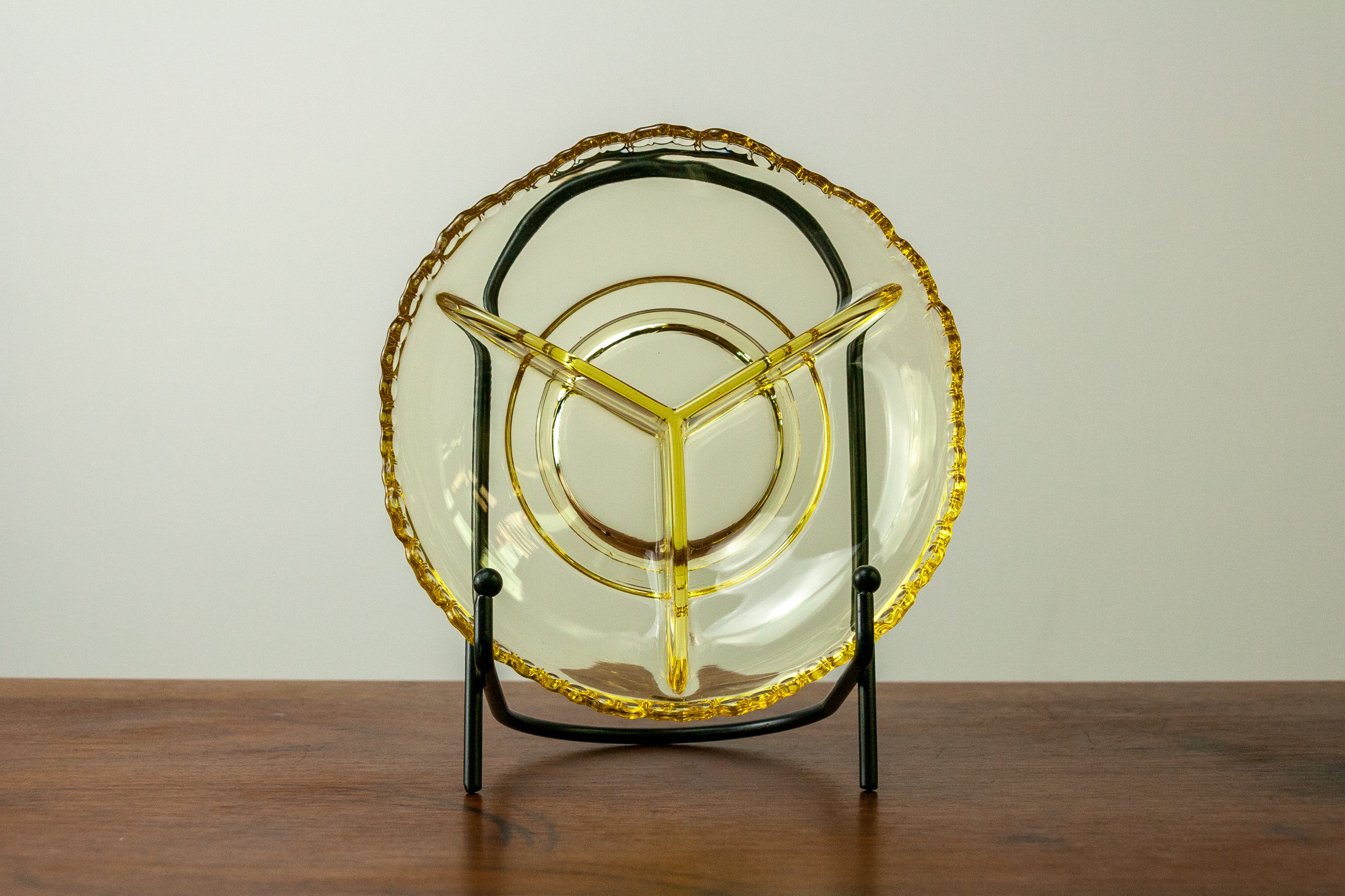 Divided Yellow Glass Bowl