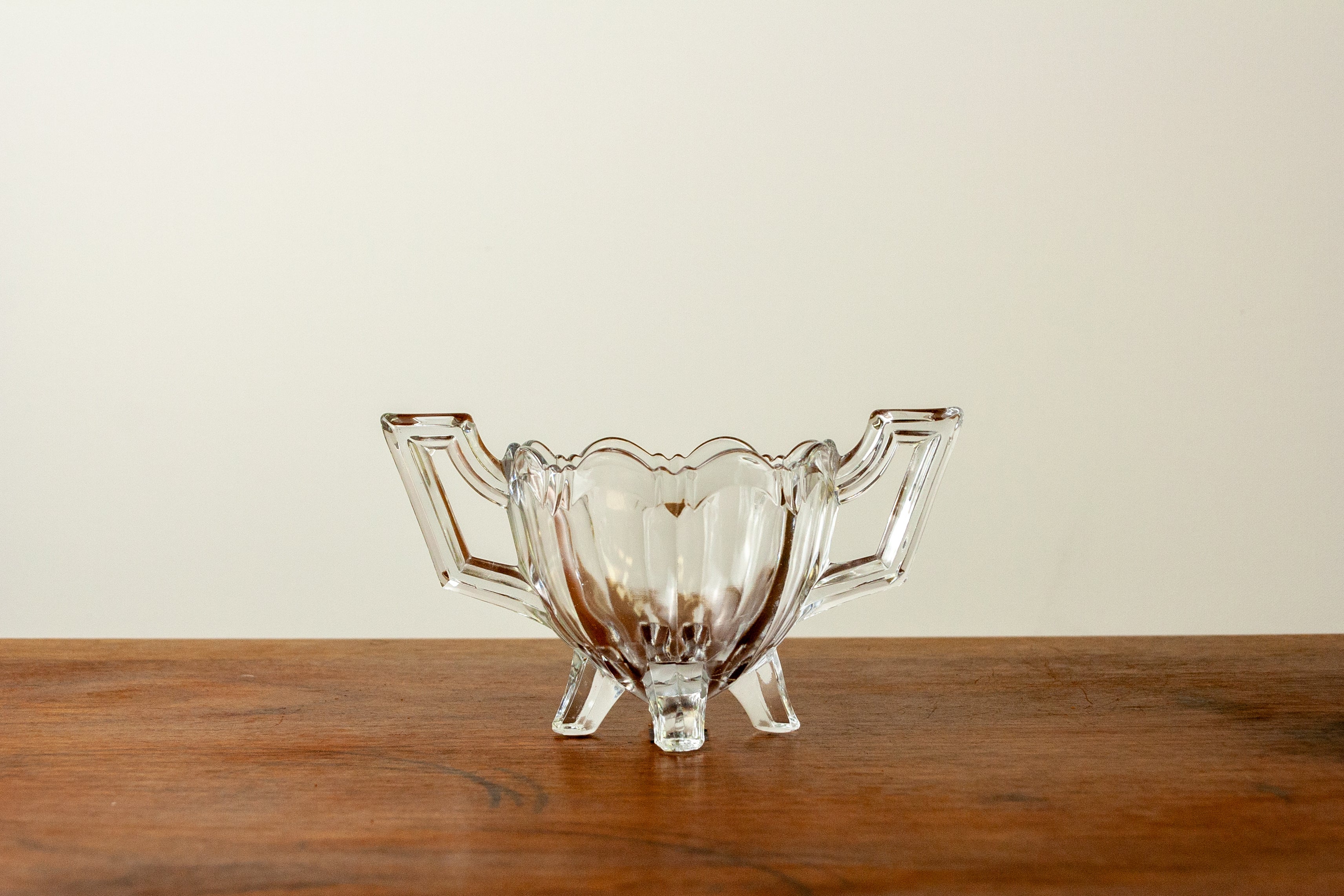 Footed Clear Glass Sugar Bowl