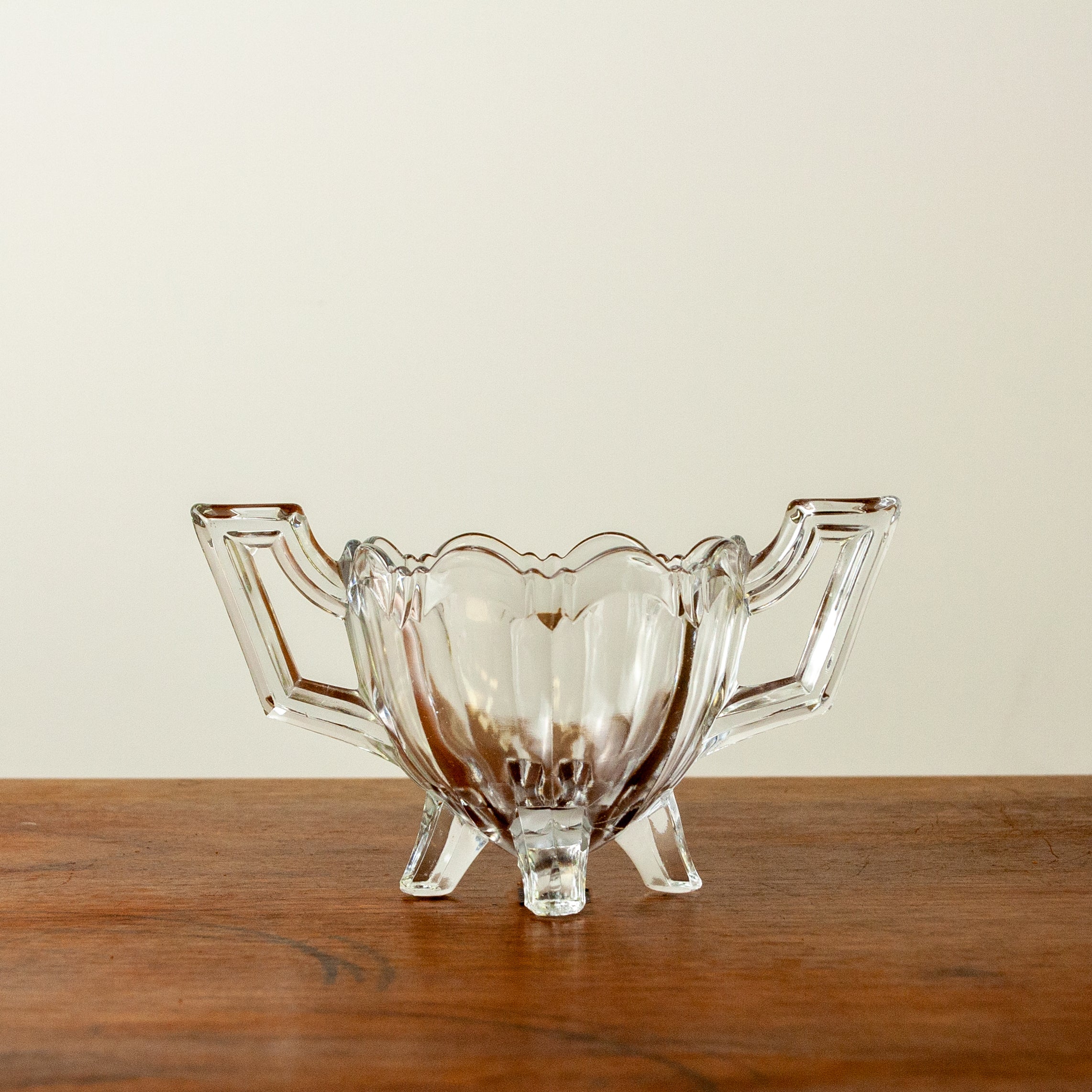 Footed Clear Glass Sugar Bowl