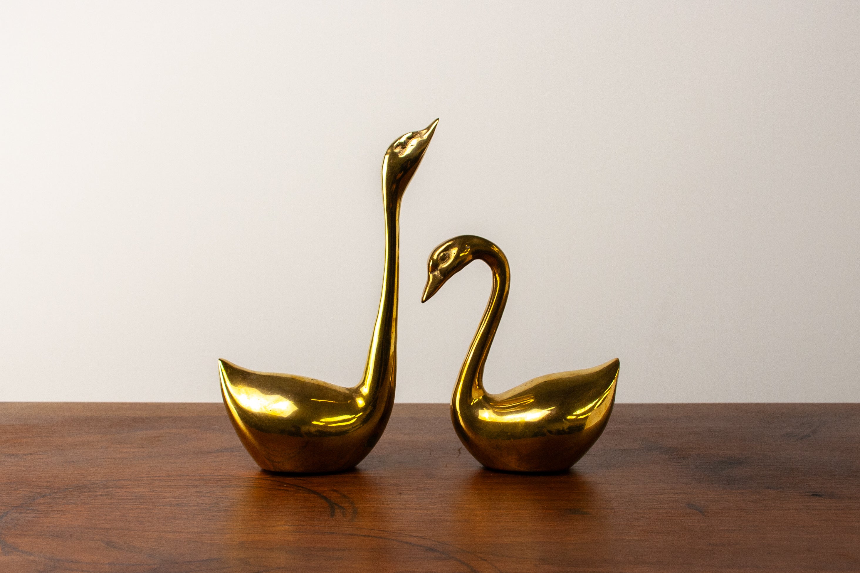 Mid Century Brass Swans (Large)