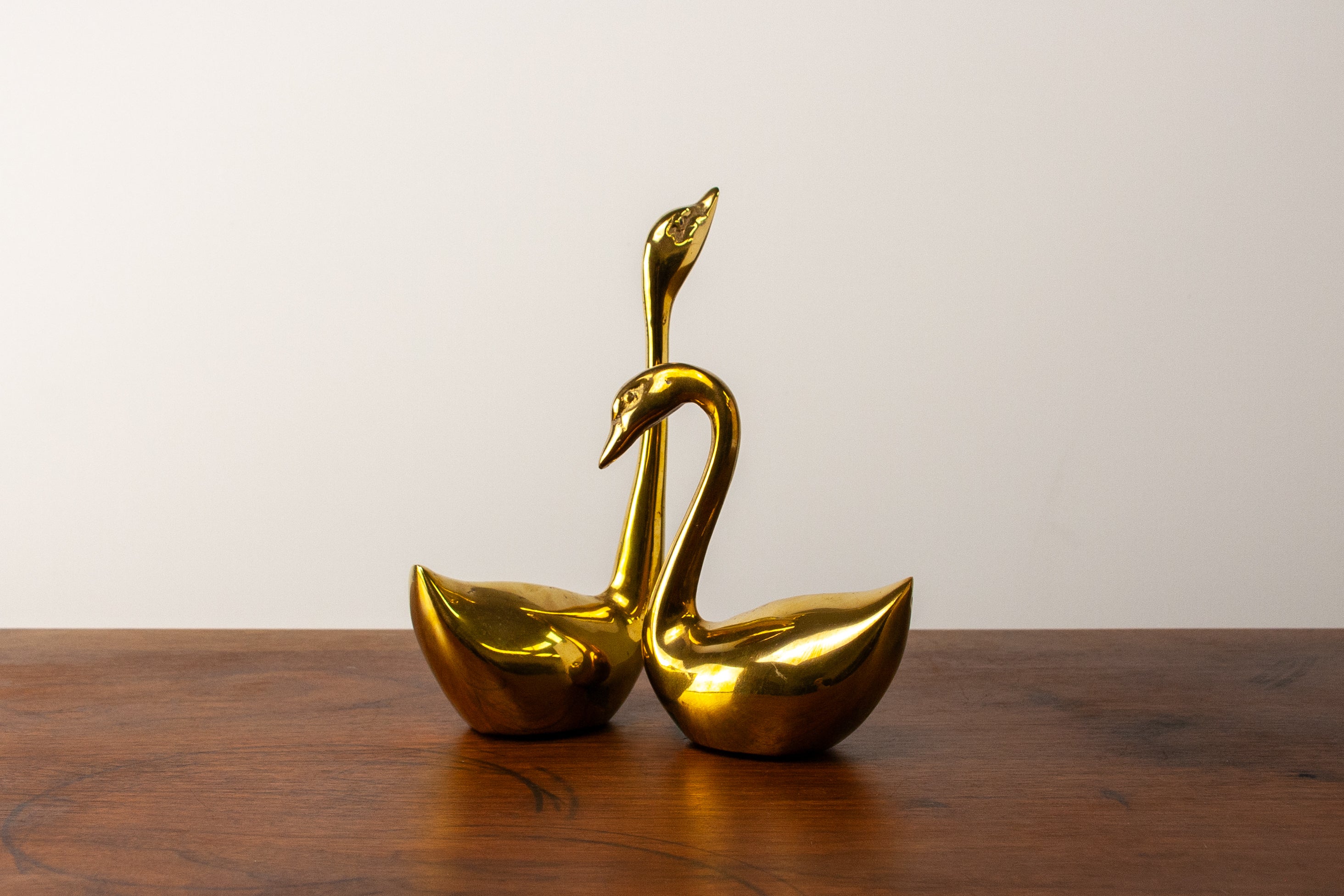 Mid Century Brass Swans (Large)