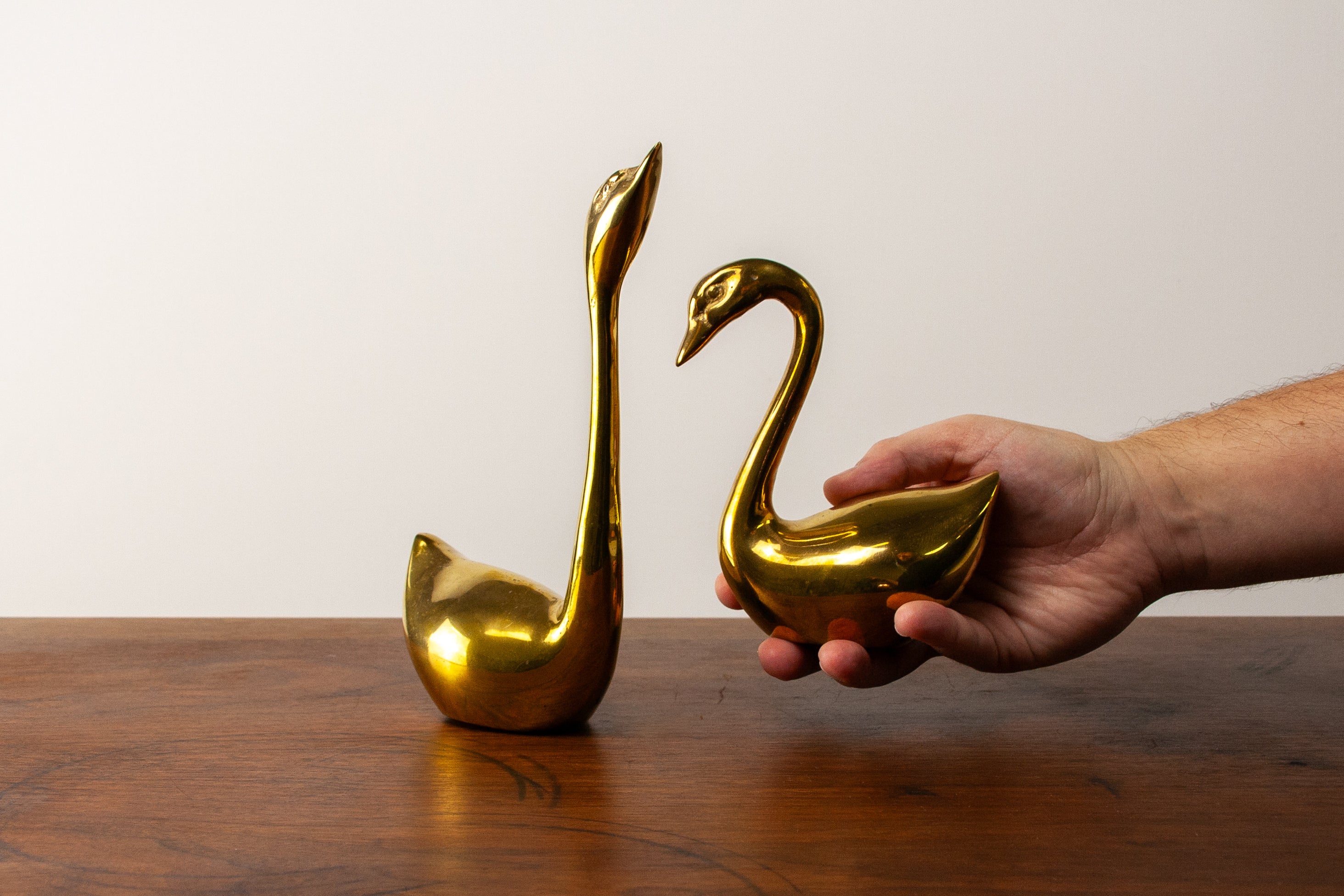 Mid Century Brass Swans (Large)