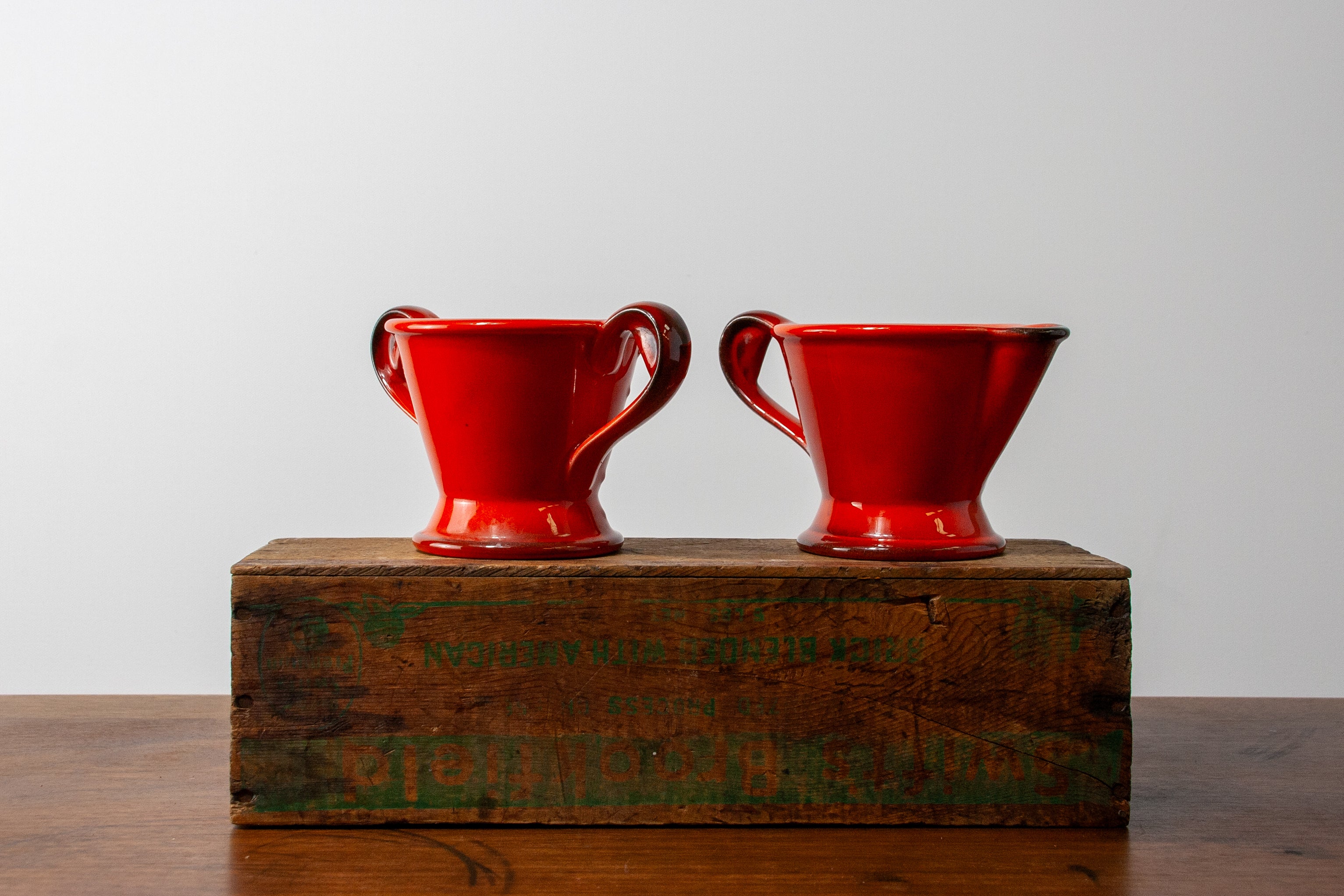 Metlox Poppytrail Red Rooster Creamer and Sugar