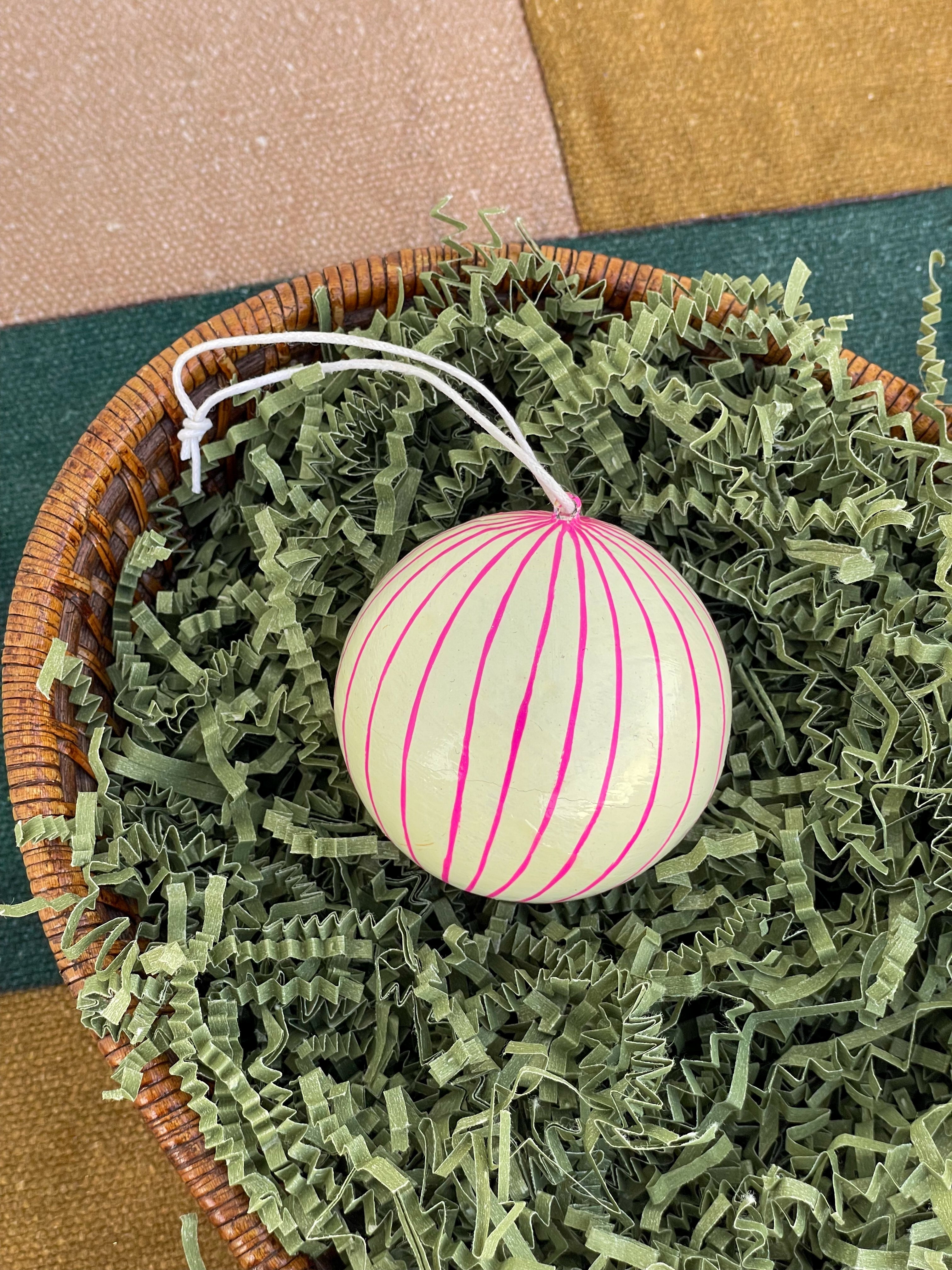 Papier-mâché Bauble Stripe Pink