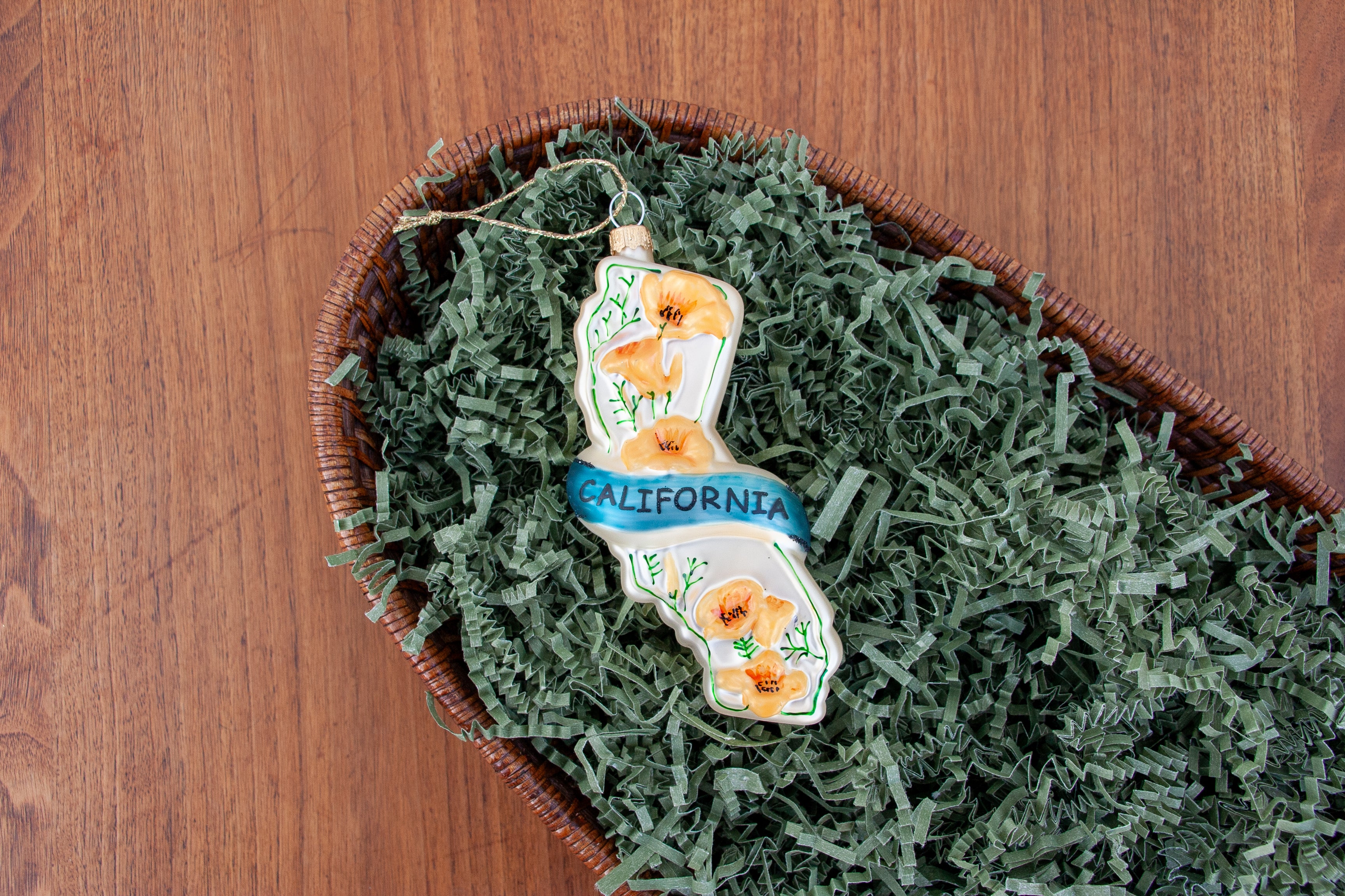 State of California with Poppies Ornament