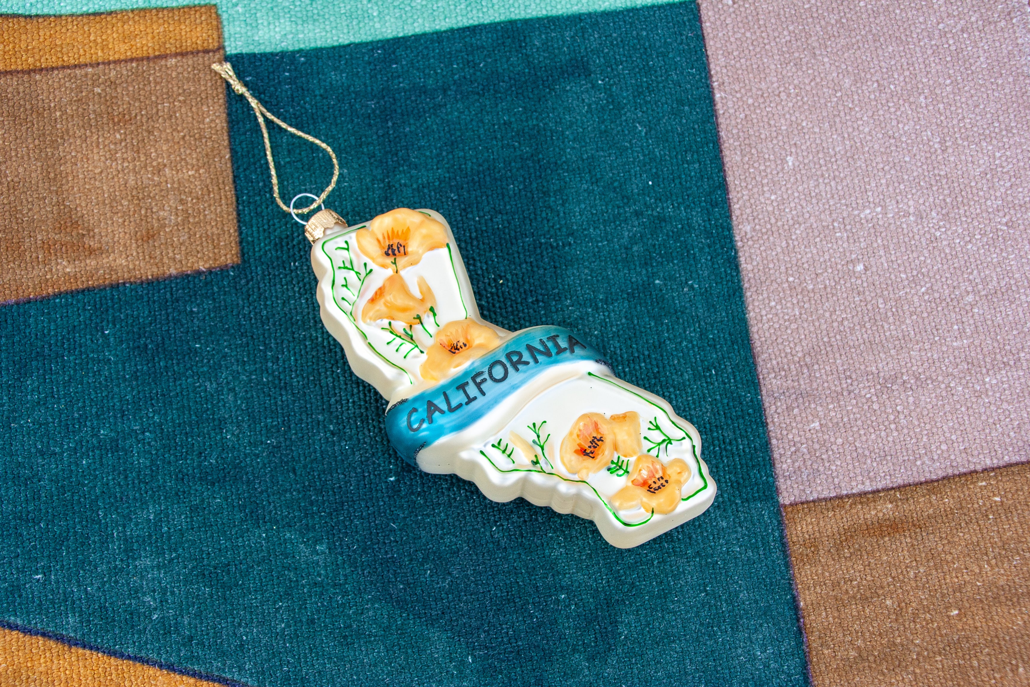 State of California with Poppies Ornament