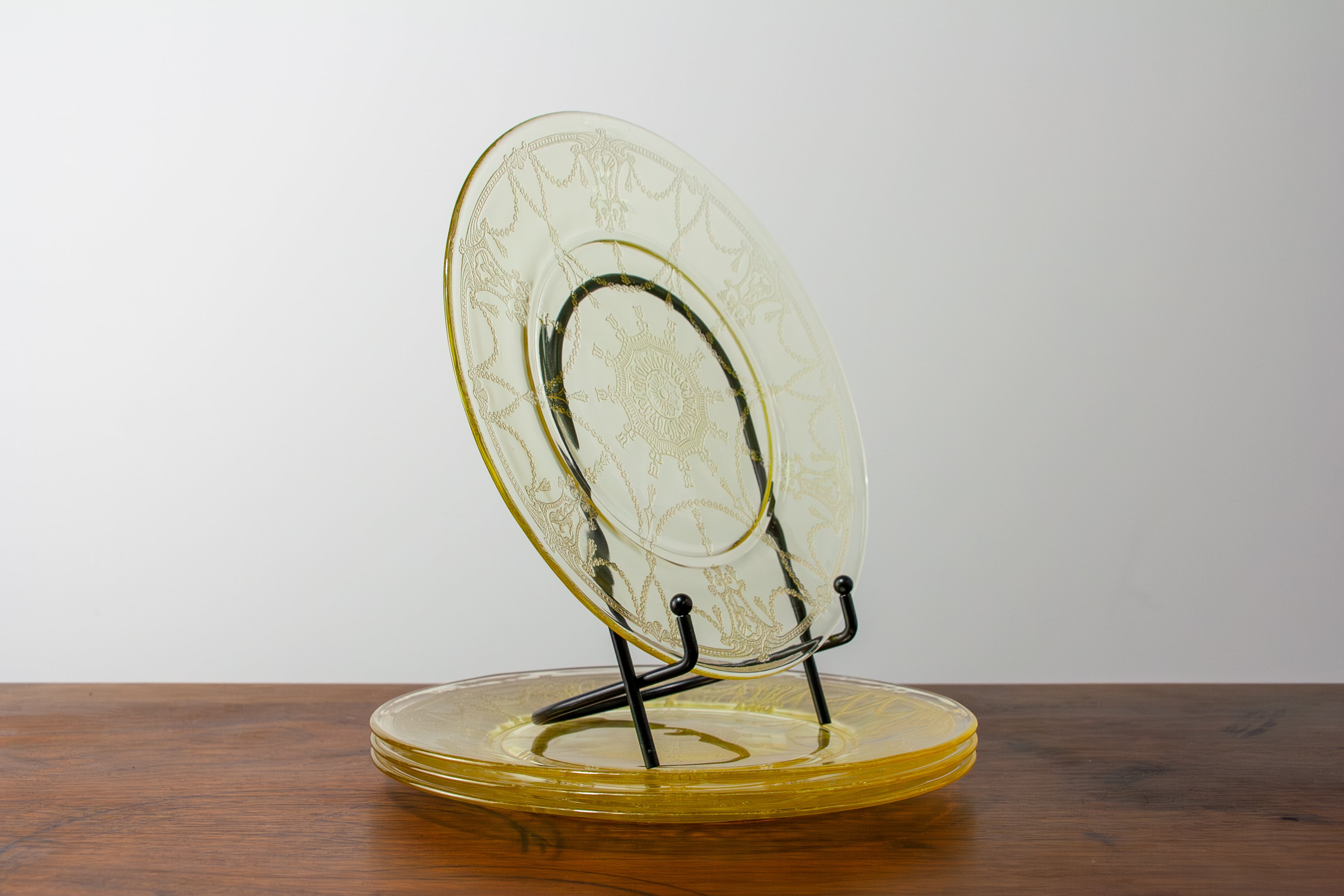 Cameo Yellow Depression Glass Plates (Set of 4)