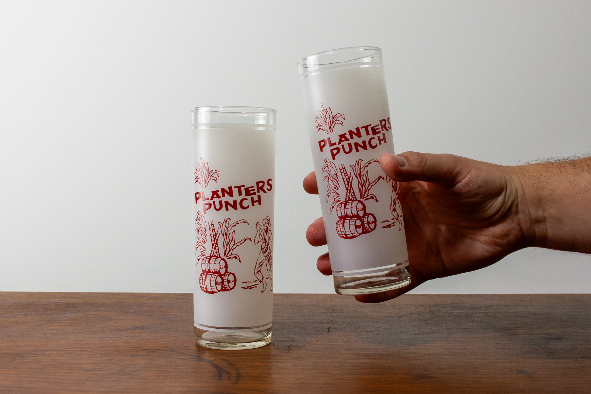 Frosted Glass Planters Punch Glasses (Set of 2)