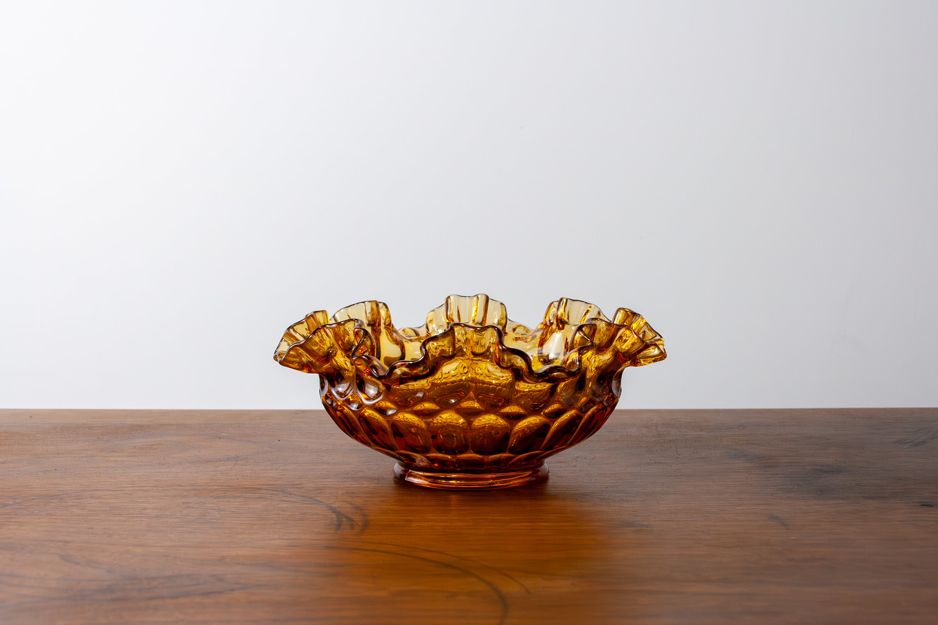 Fenton Thumbprint Colonial Amber Round Bowl