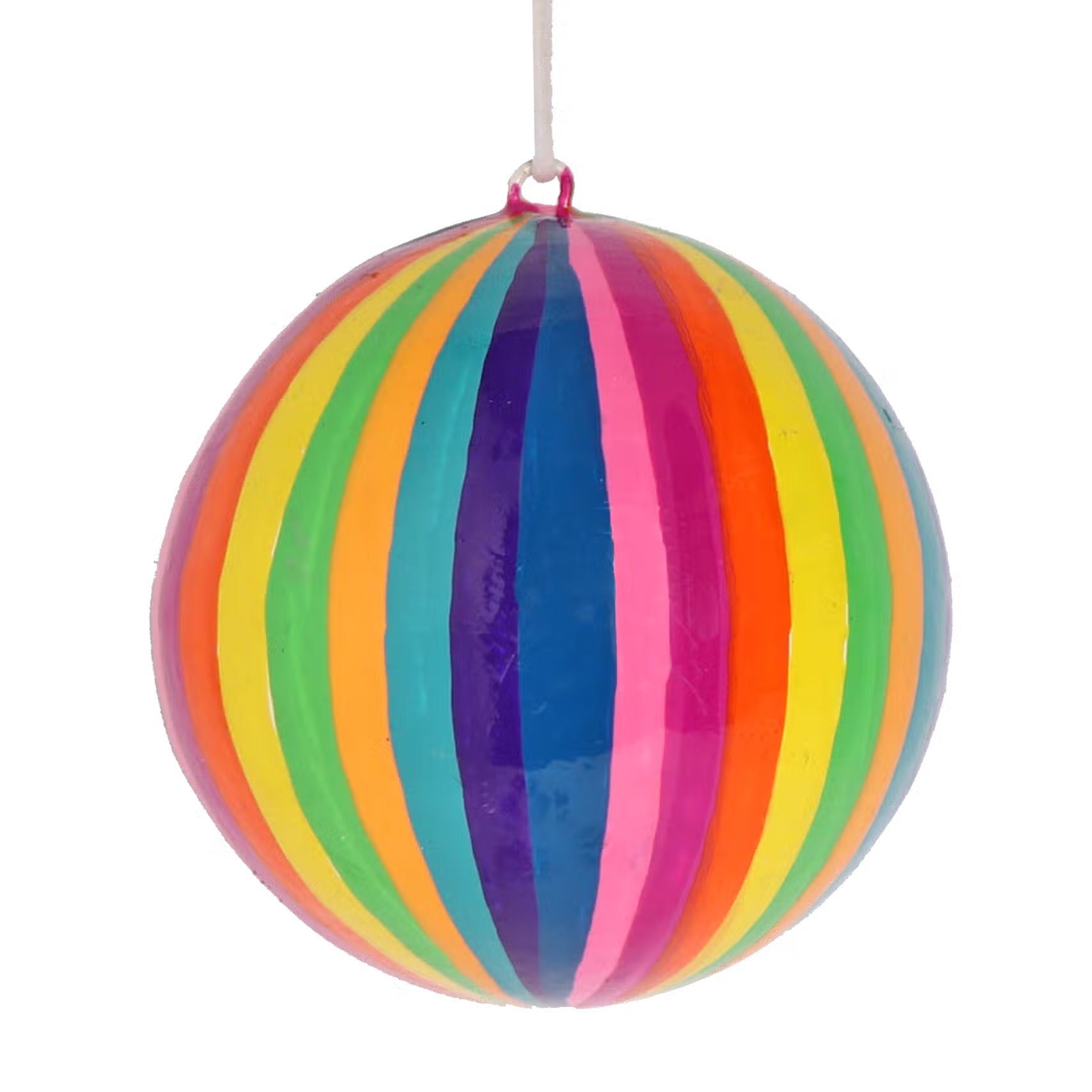 Papier-mâché Bauble Stripe Rainbow