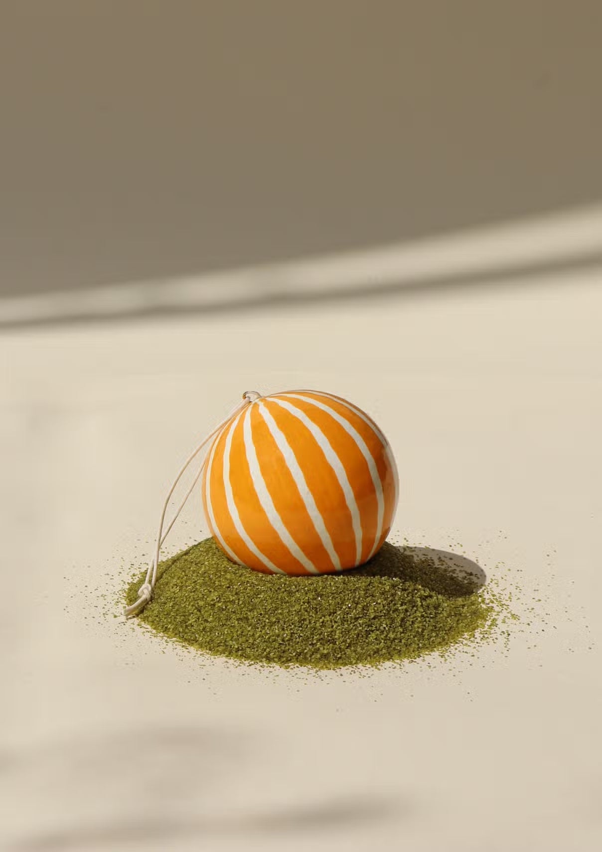 Papier-mâché Bauble Stripe Ochre