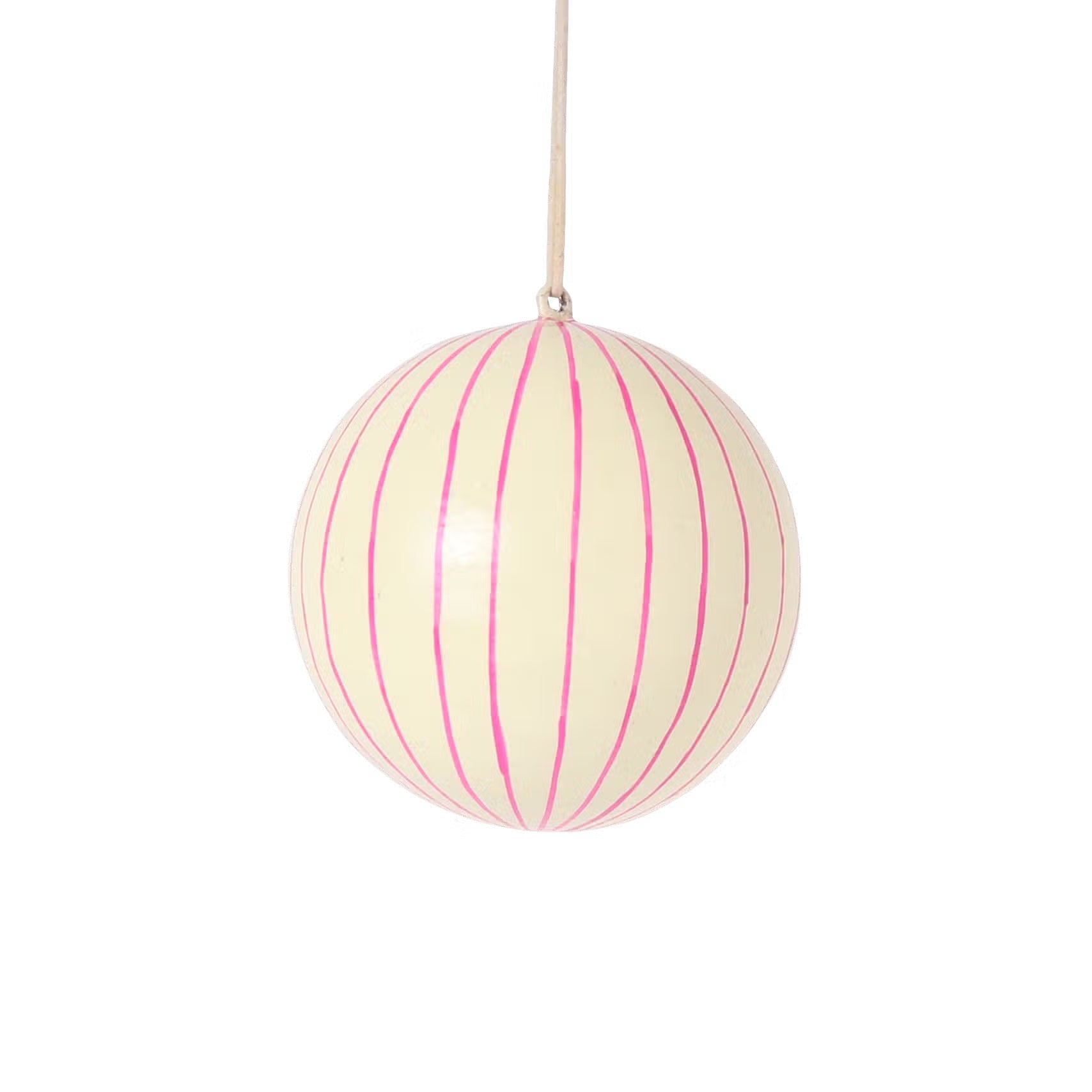 Papier-mâché Bauble Stripe Pink