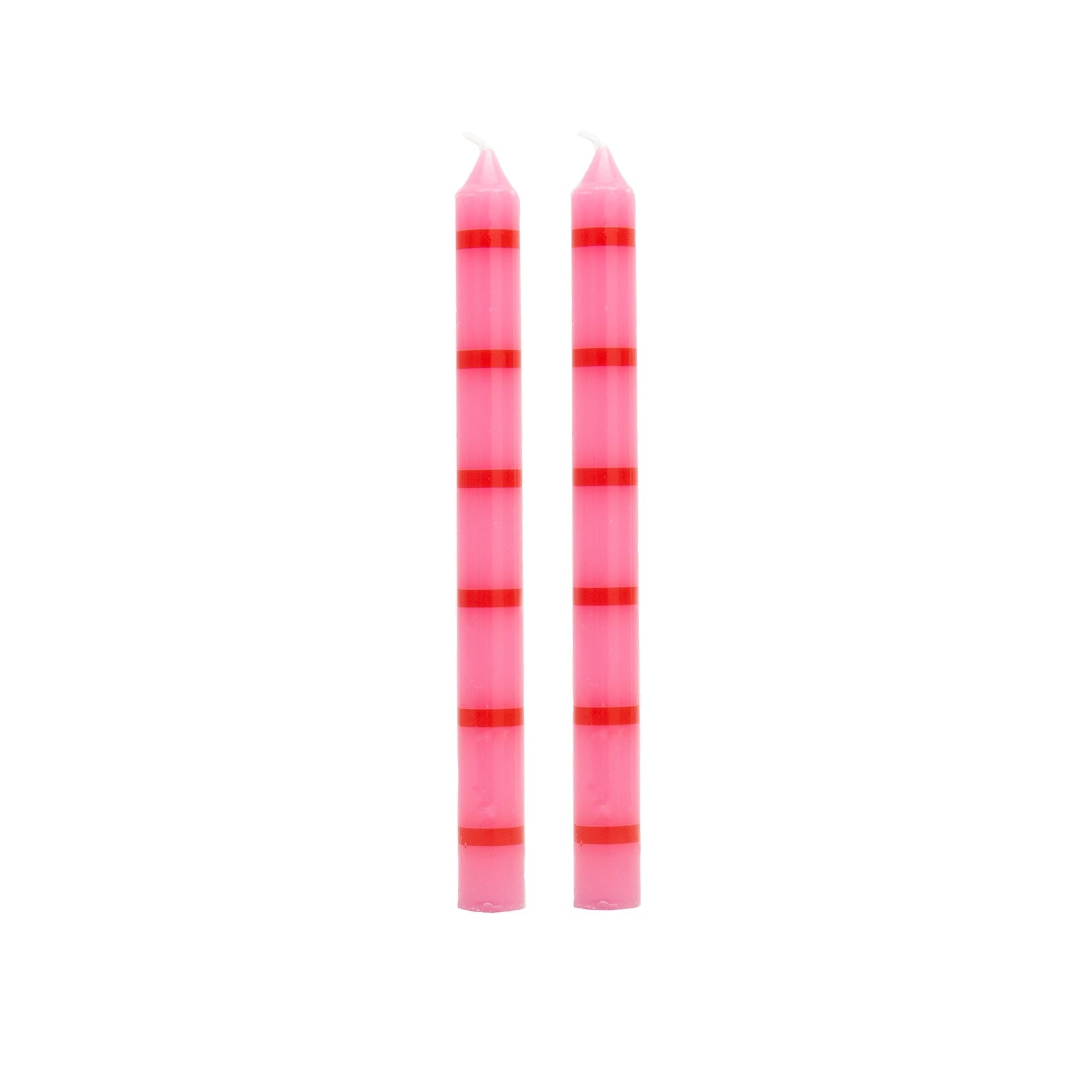 Striped Ruby Taper Candles (Set of 2)