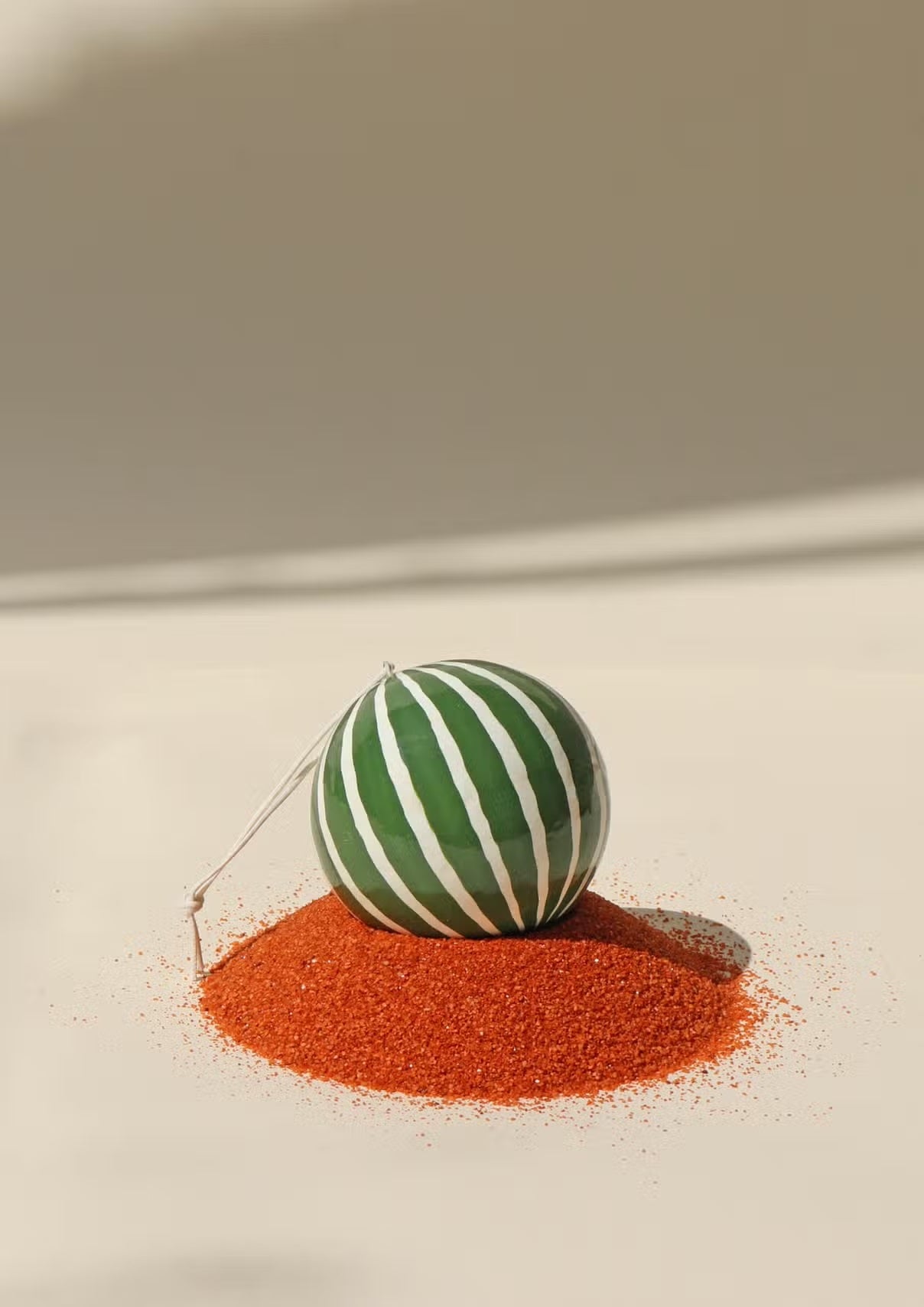 Papier-mâché Bauble Stripe Green