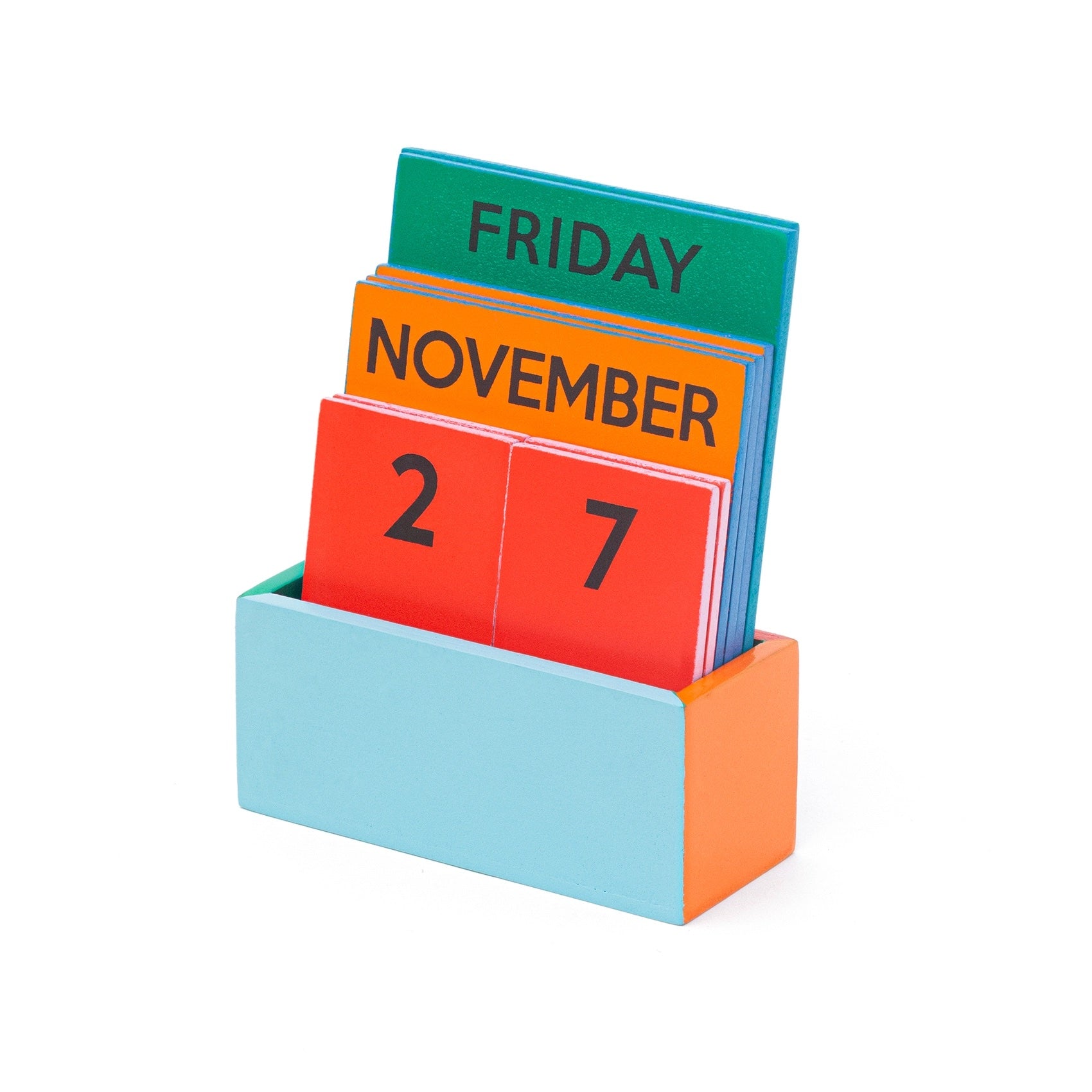 Small Rainbow Wooden Perpetual Calendar