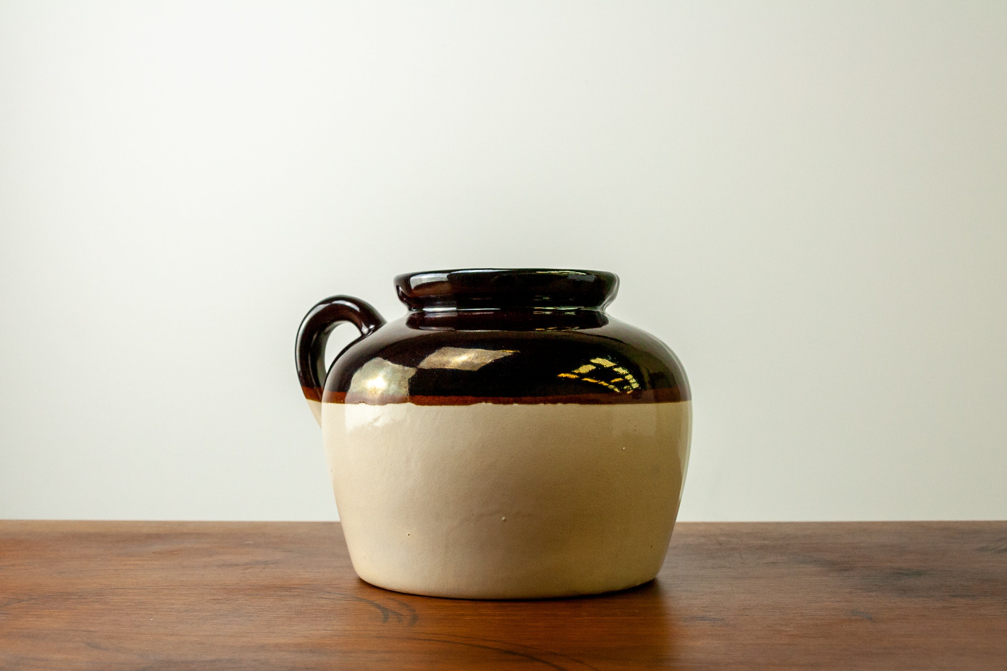 Two-Toned Stoneware Bean Pot