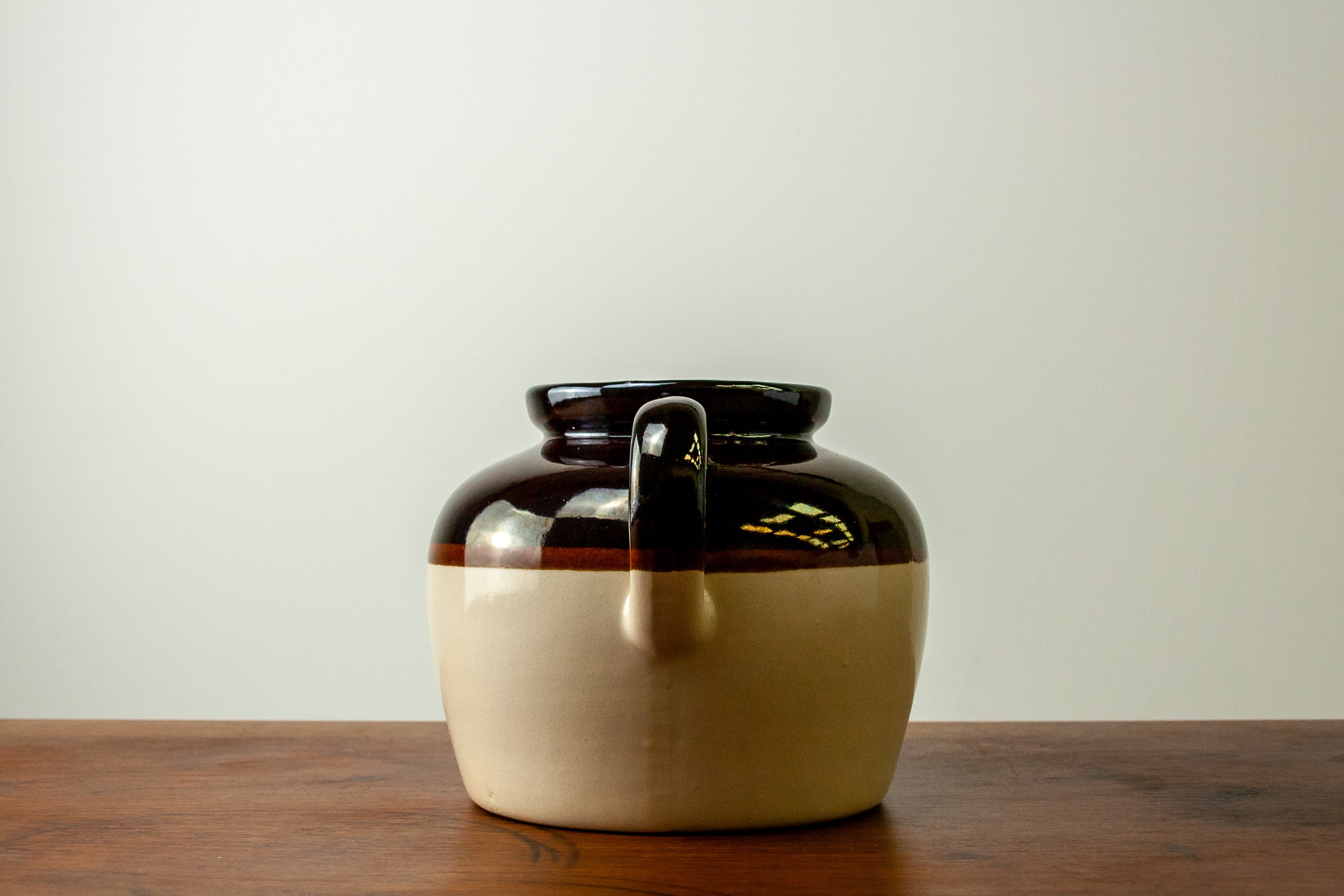 Two-Toned Stoneware Bean Pot