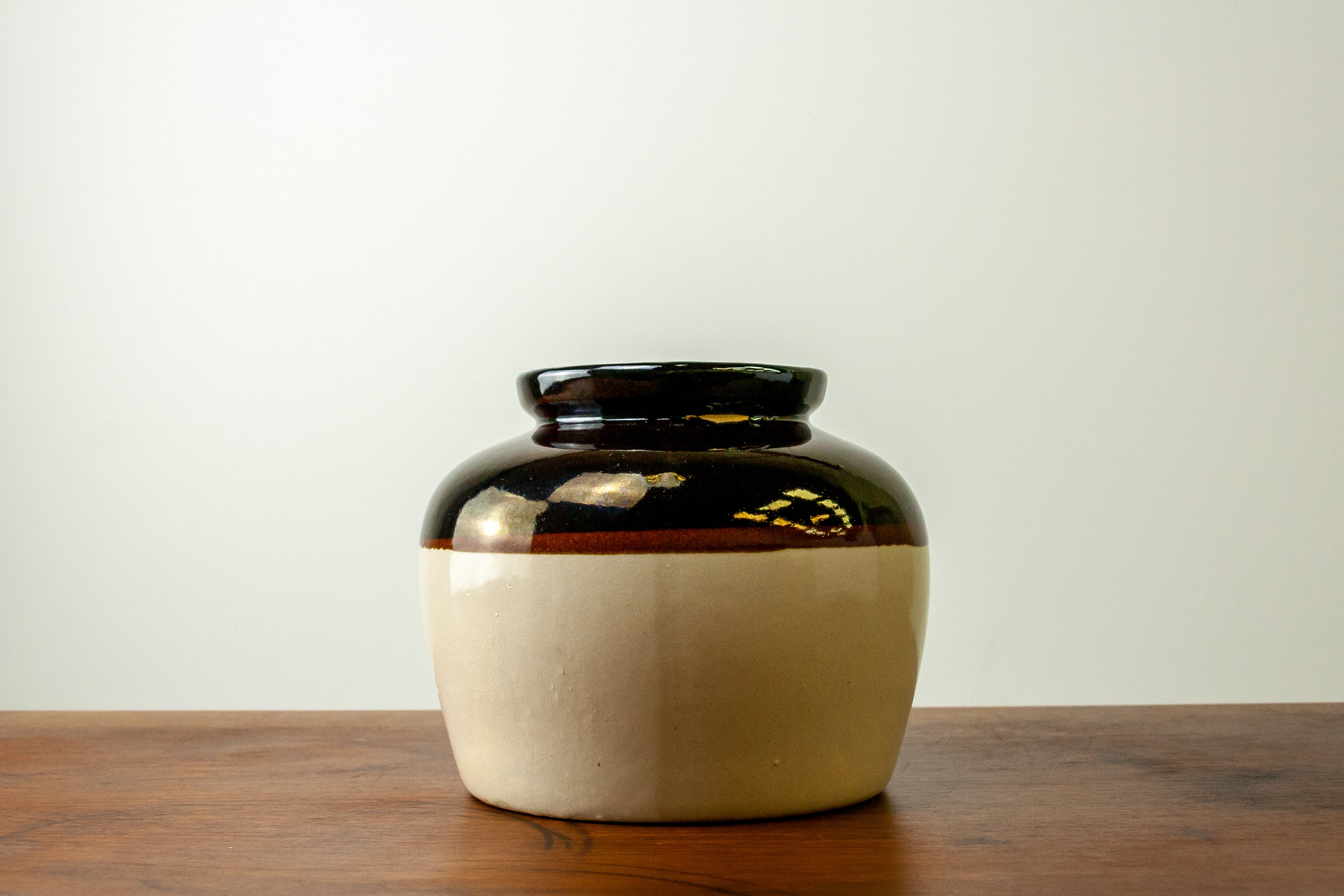 Two-Toned Stoneware Bean Pot