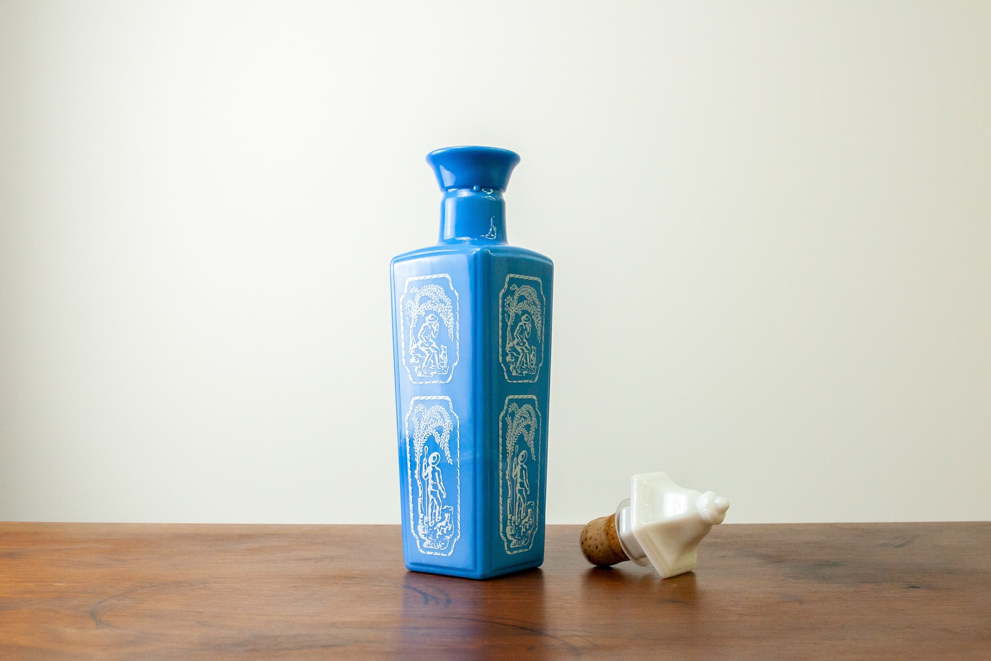 Blue Milk Glass Jim Beam Decanter