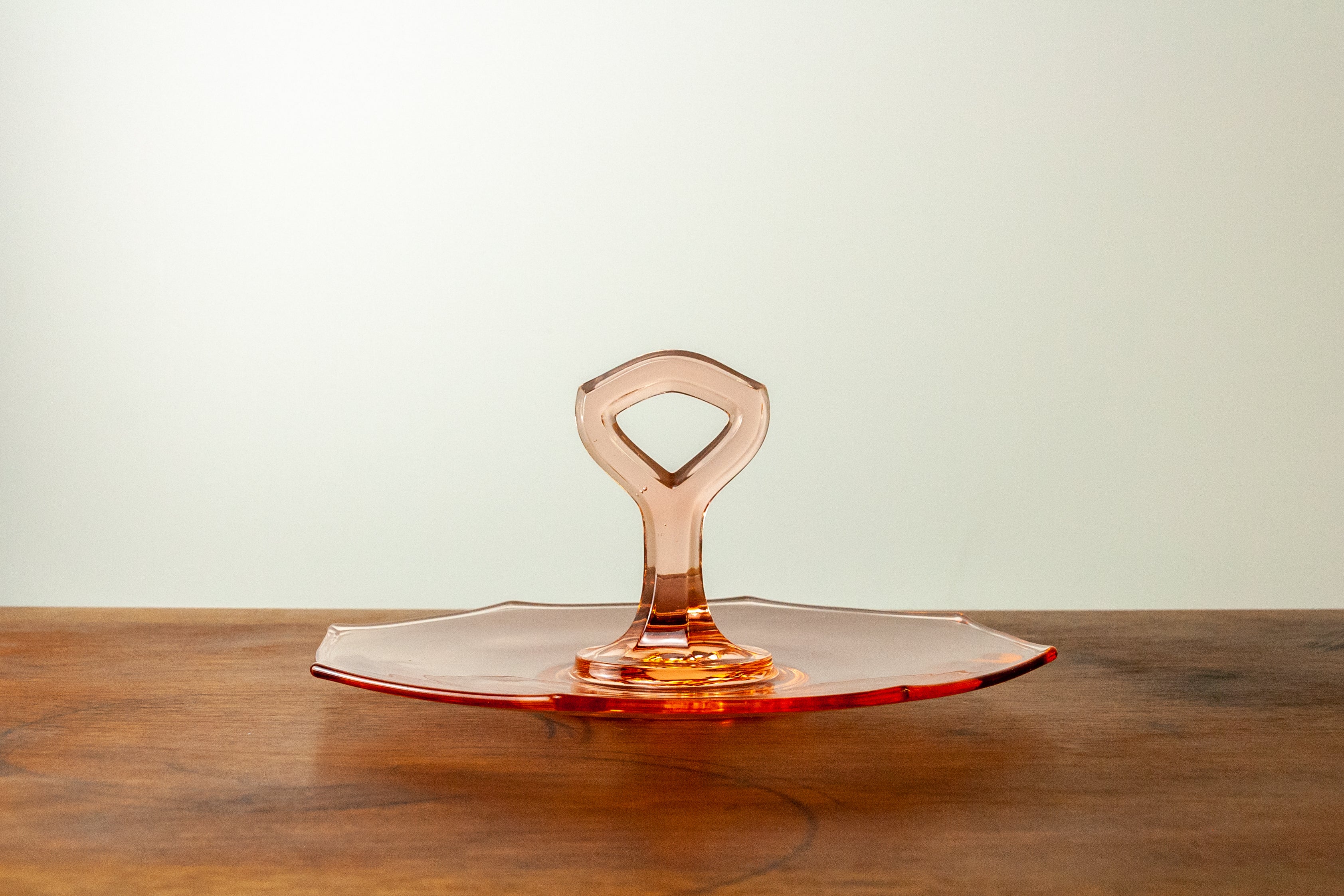 Pink Center Handle Depression Glass Tray