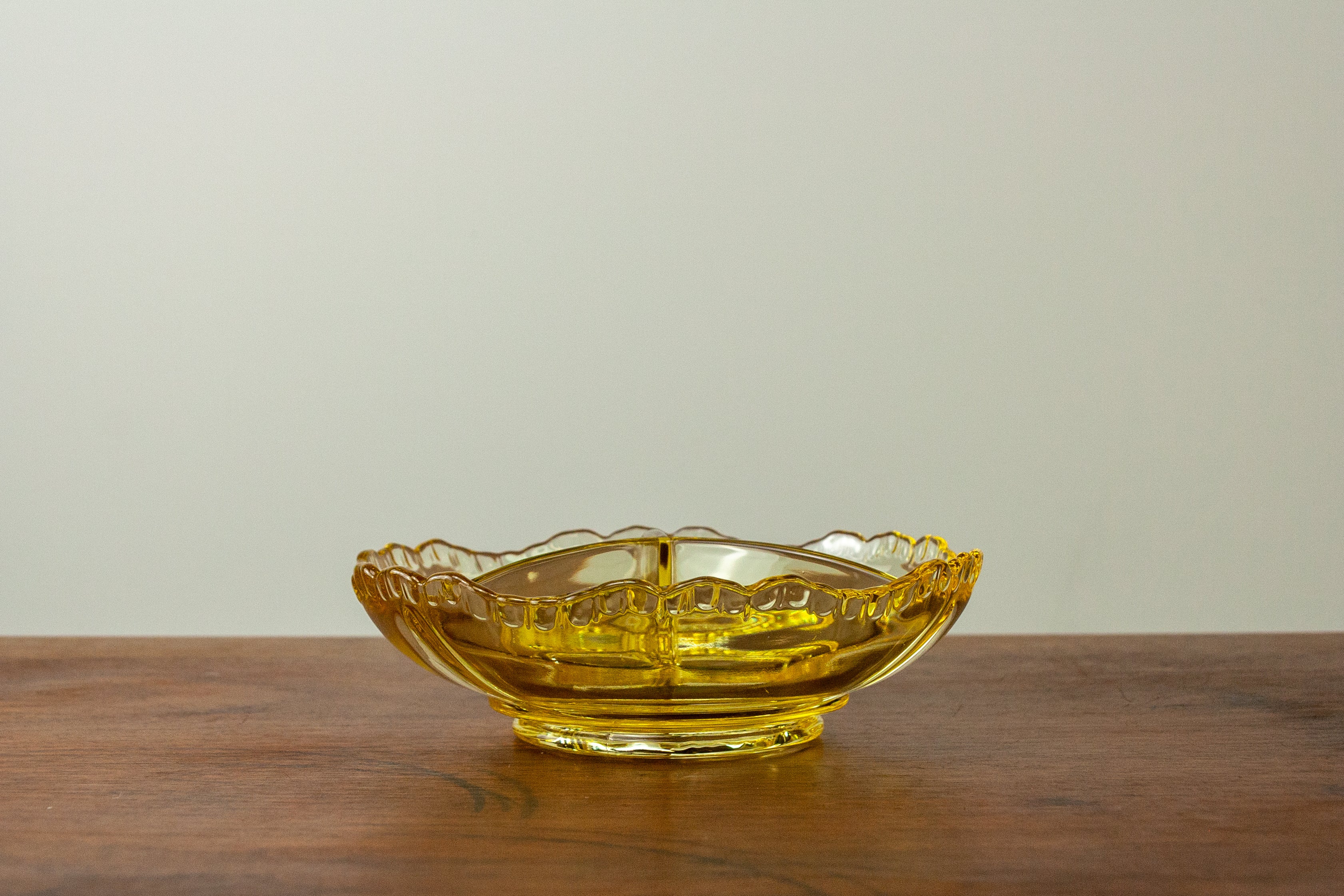 Divided Yellow Glass Bowl