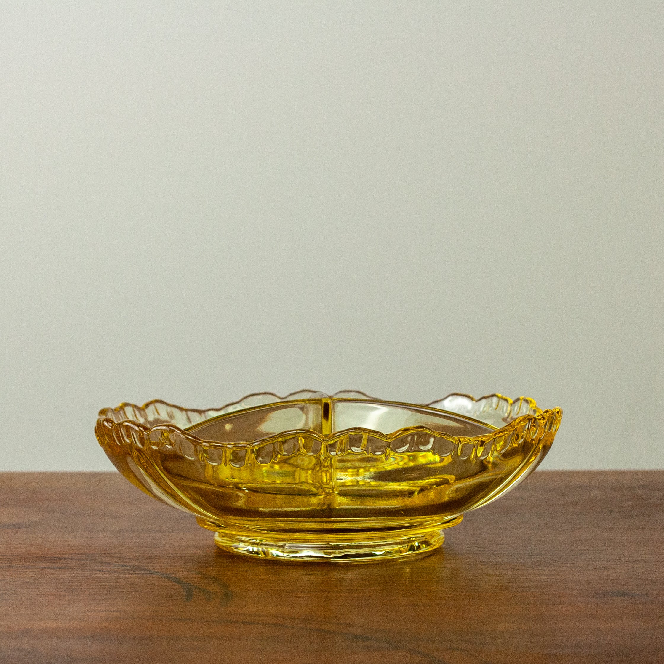 Divided Yellow Glass Bowl