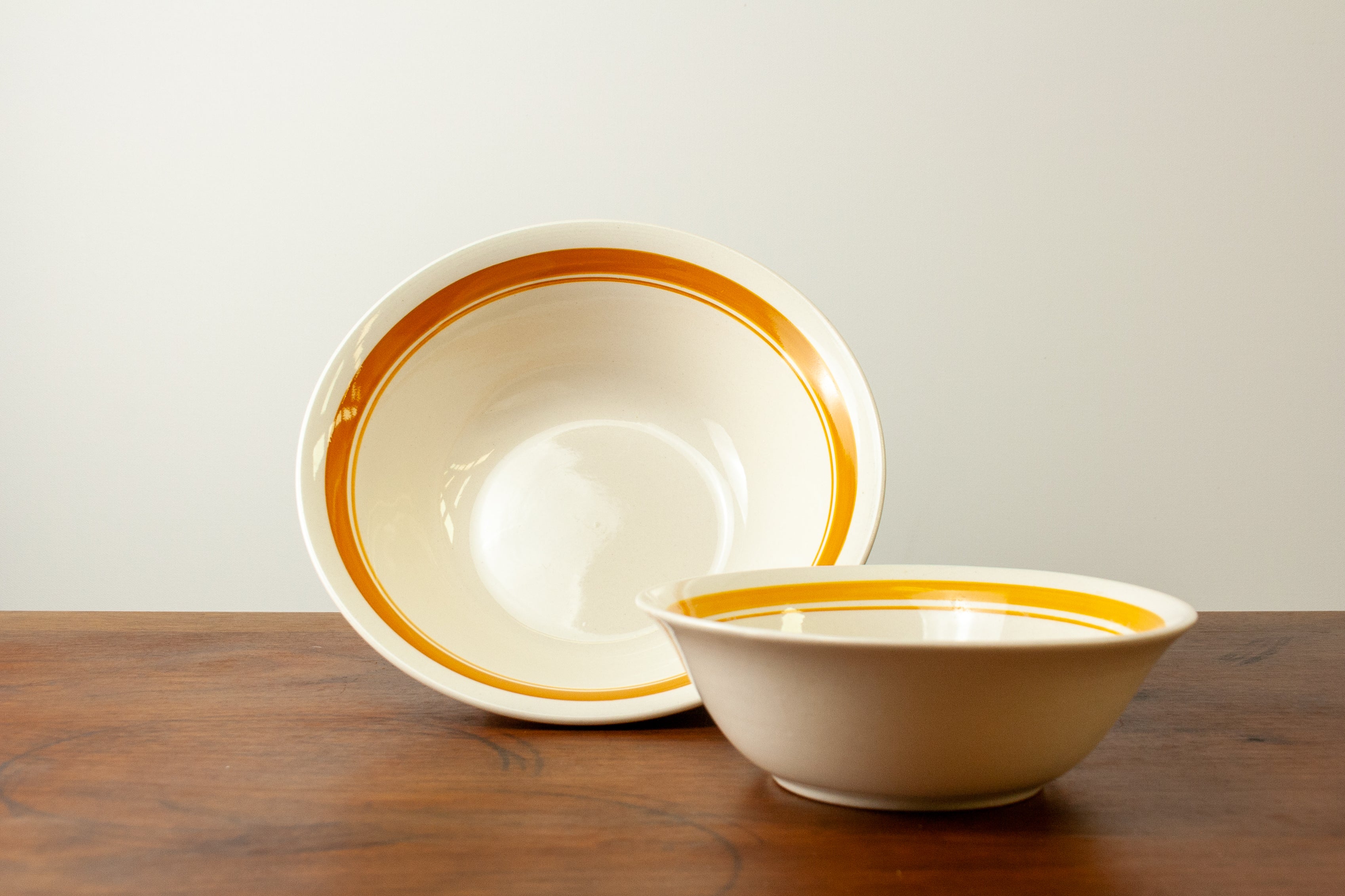 Yellow Trim Nested Serving Bowls