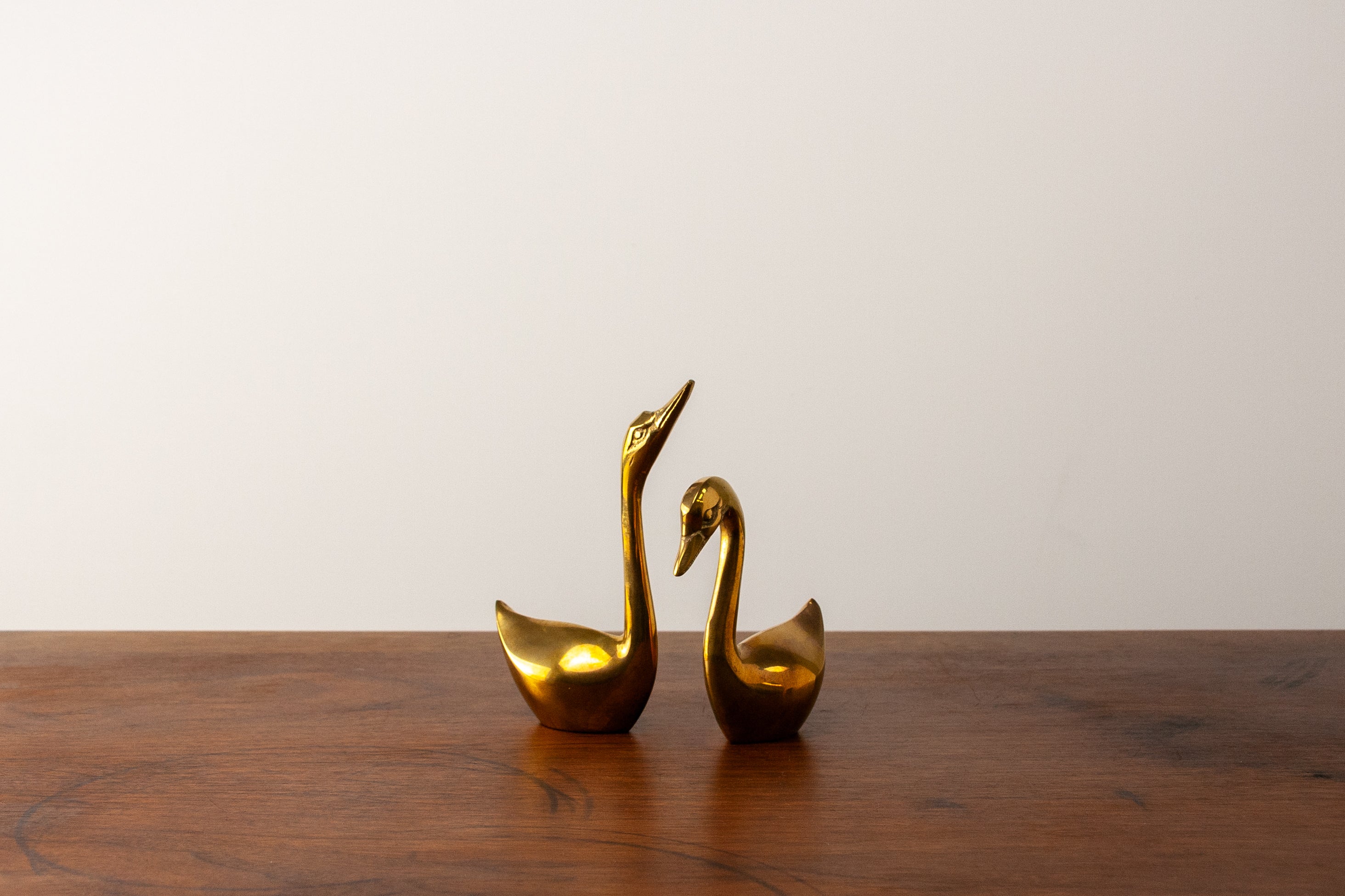 Mid Century Brass Swans (Small)
