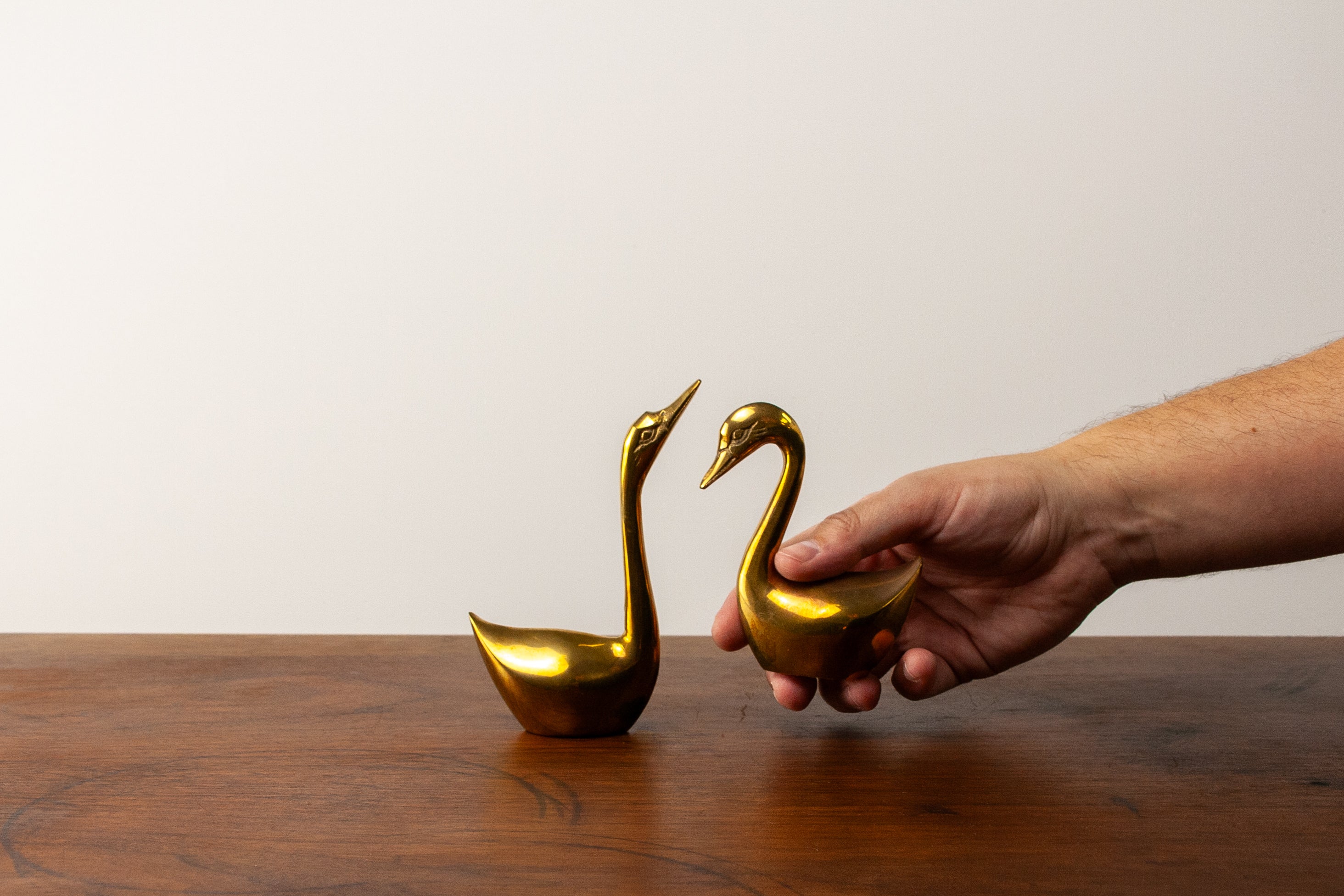 Mid Century Brass Swans (Small)
