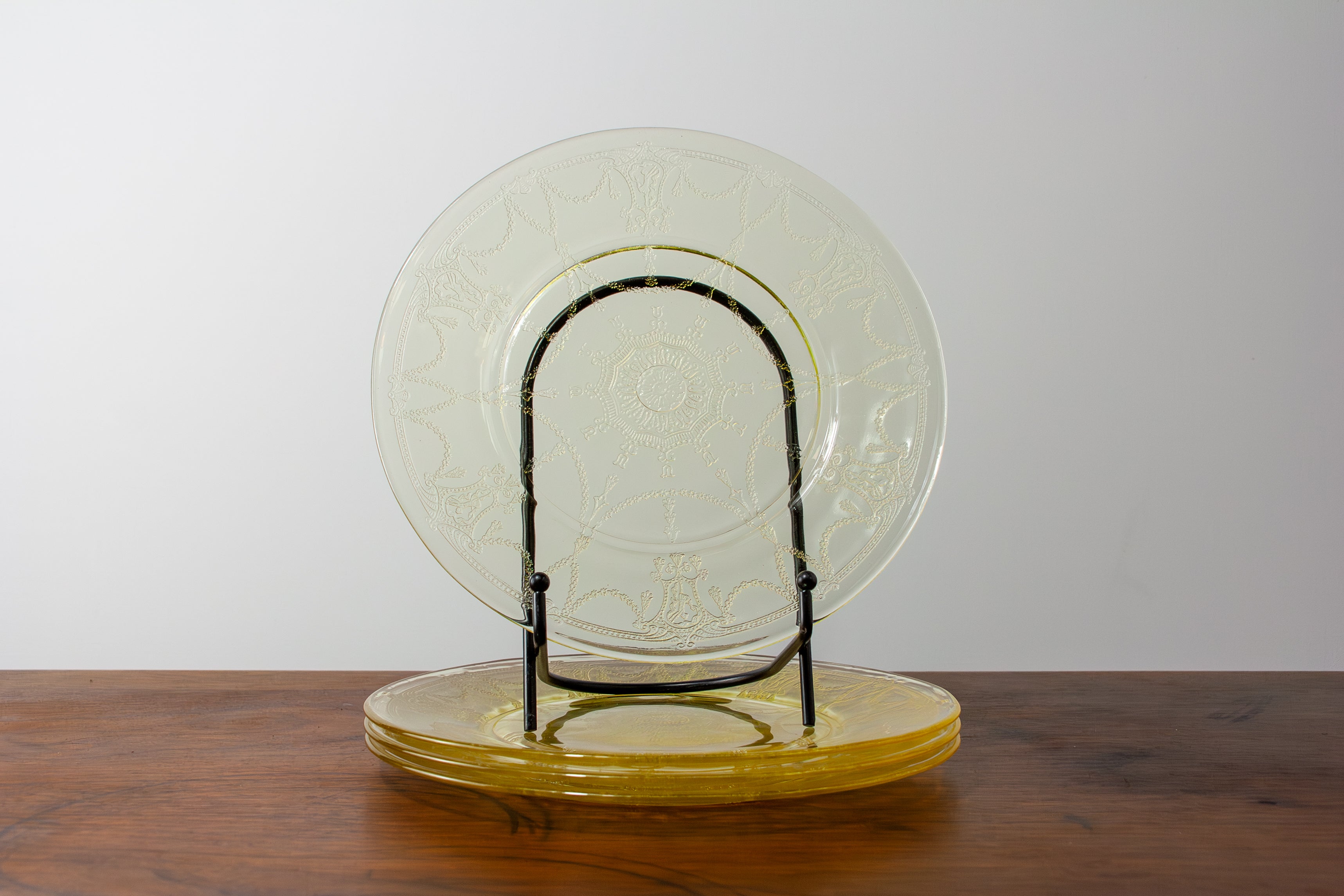 Cameo Yellow Depression Glass Plates (Set of 4)