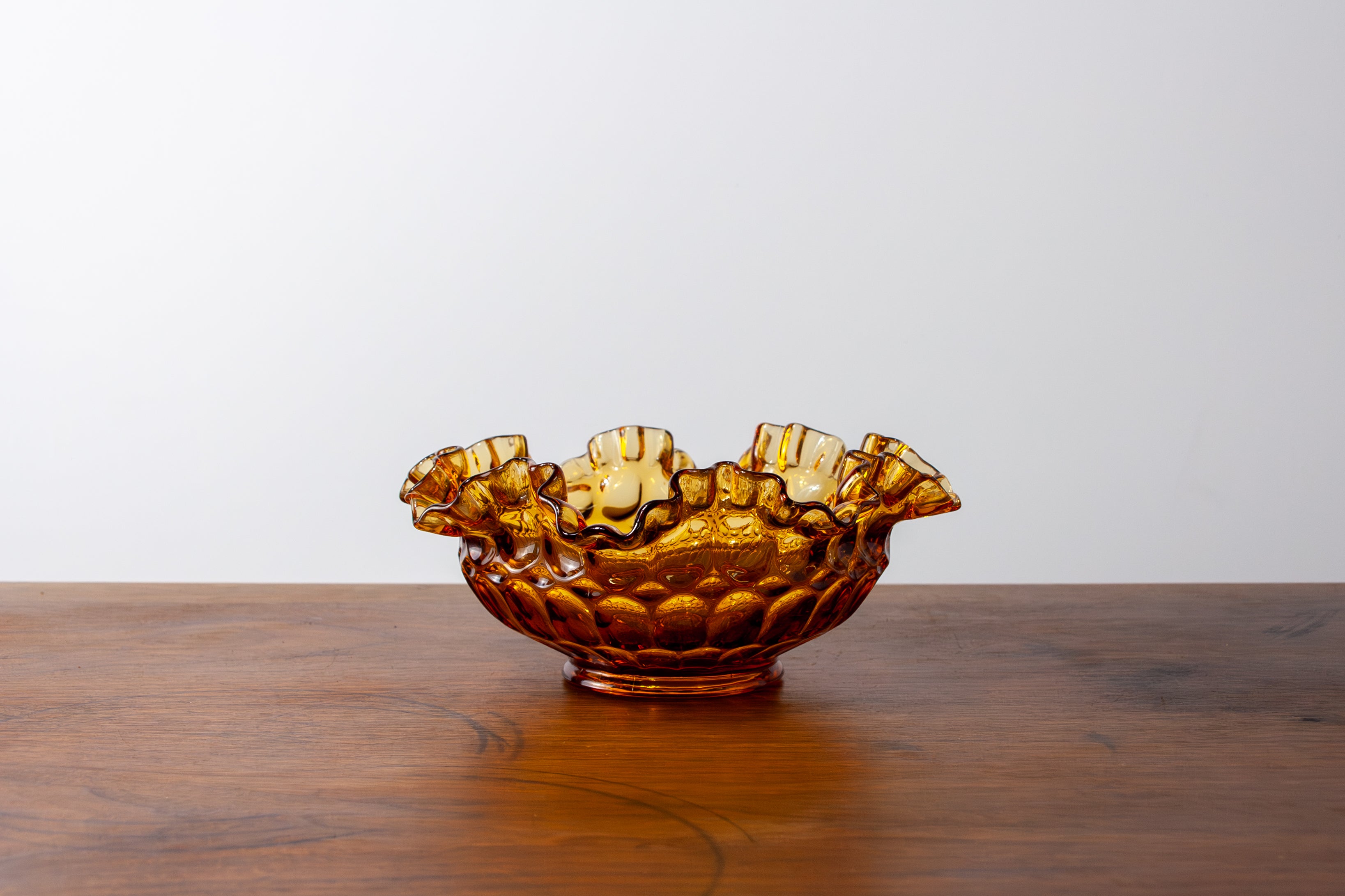 Fenton Thumbprint Colonial Amber Round Bowl