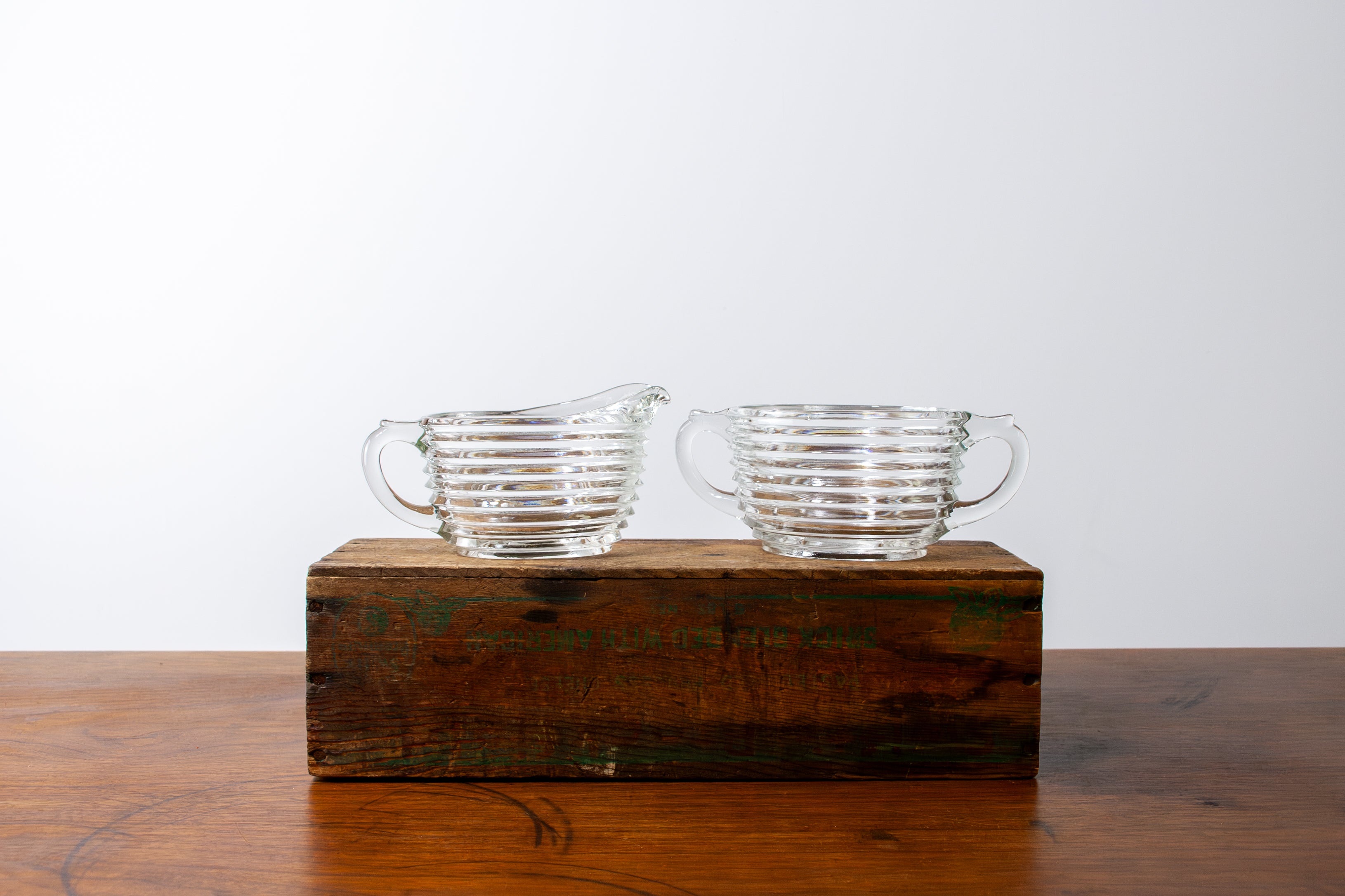 Anchor Hocking Manhattan Creamer and Sugar Set