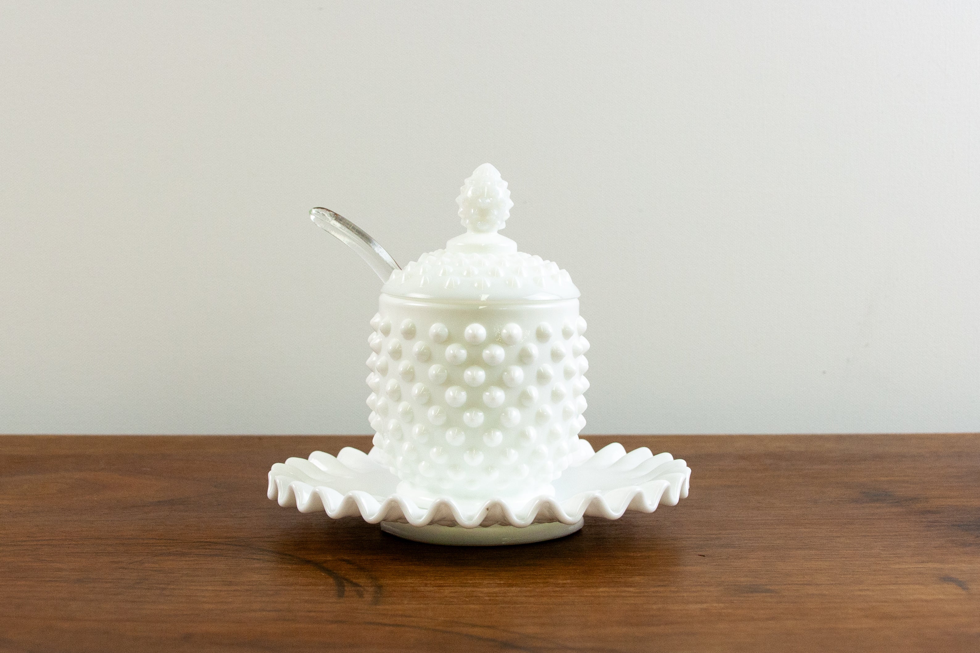 Fenton Hobnail Milk Glass Jam/Jelly Jar