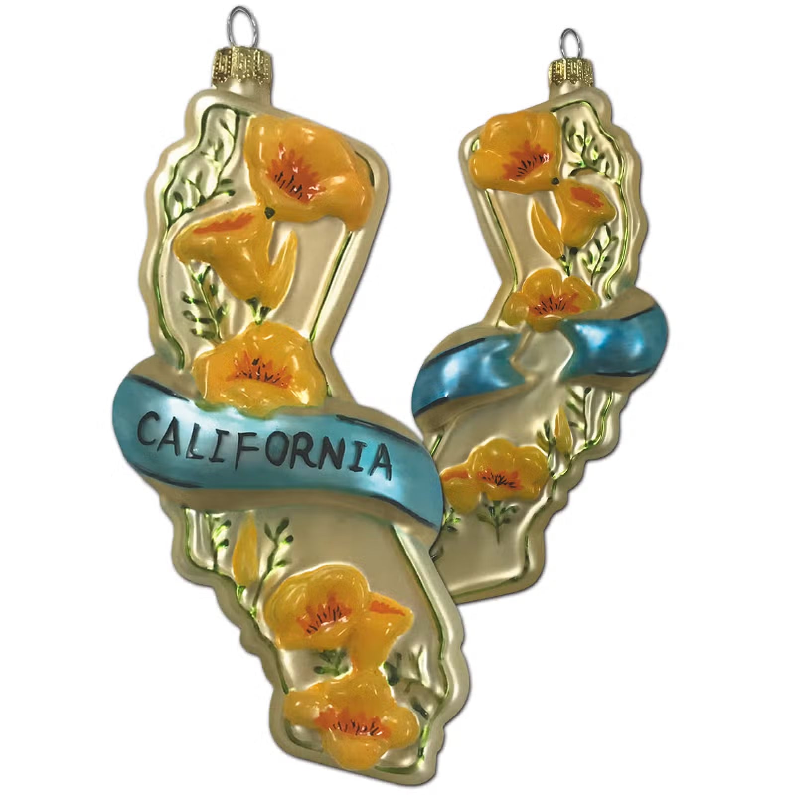 State of California with Poppies Ornament
