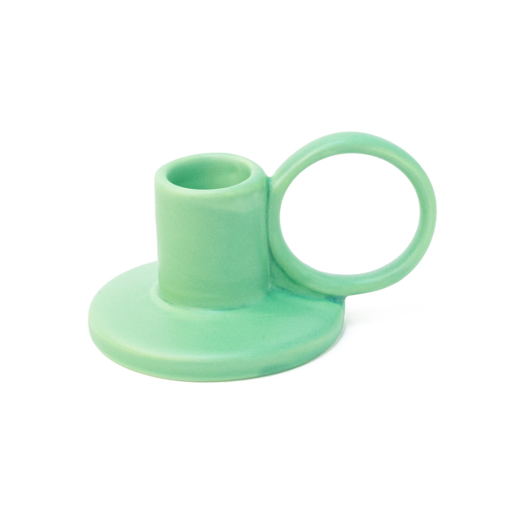 Green Hoop Ceramic Candle Holder