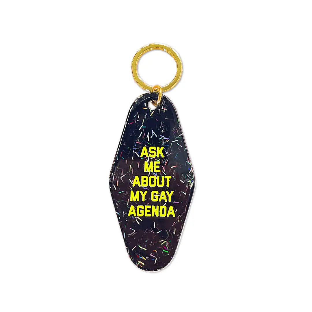Ask Me About My Gay Agenda Motel Keytag